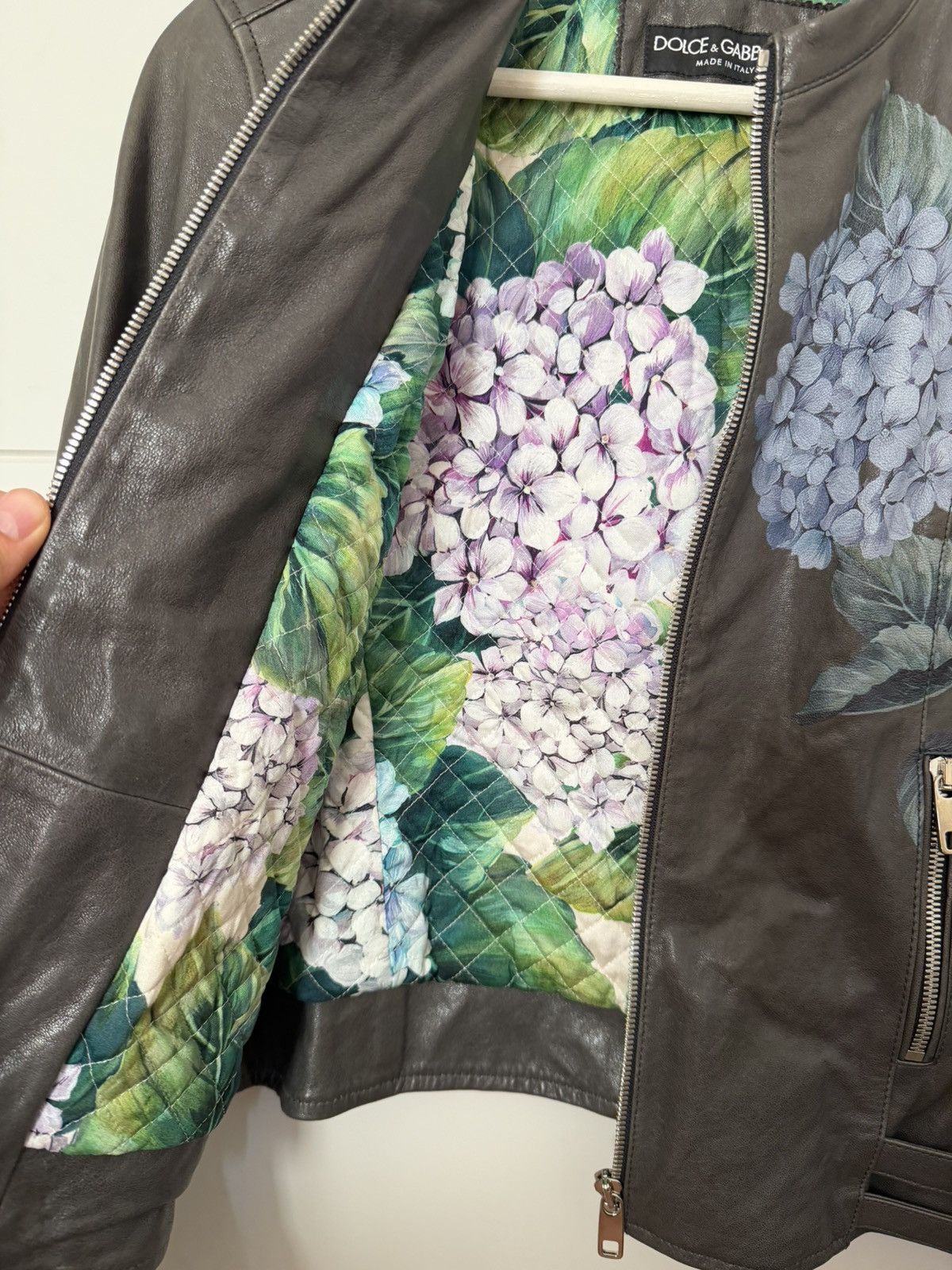 Dolce & Gabbana Dolce & Gabbana Hydrangea Leather Biker Jacket IT 40 (S/M) Size M / US 6-8 / IT 42-44 - 5 Thumbnail