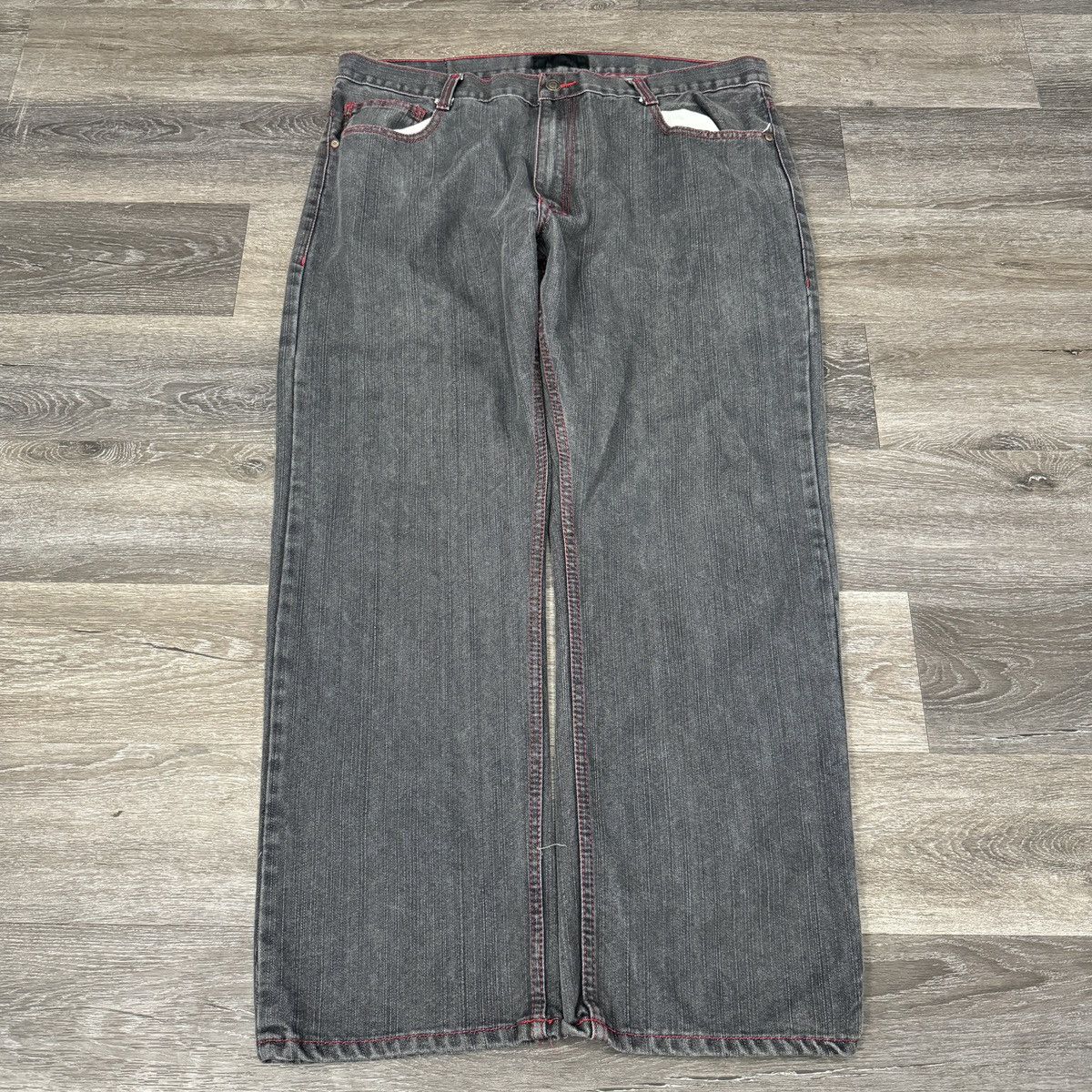 JNCO × StraightFaded × Vintage Vintage Y2K Faded black baggy wide leg embroidered jeans Size US 42 / EU 58 - 2 Thumbnail