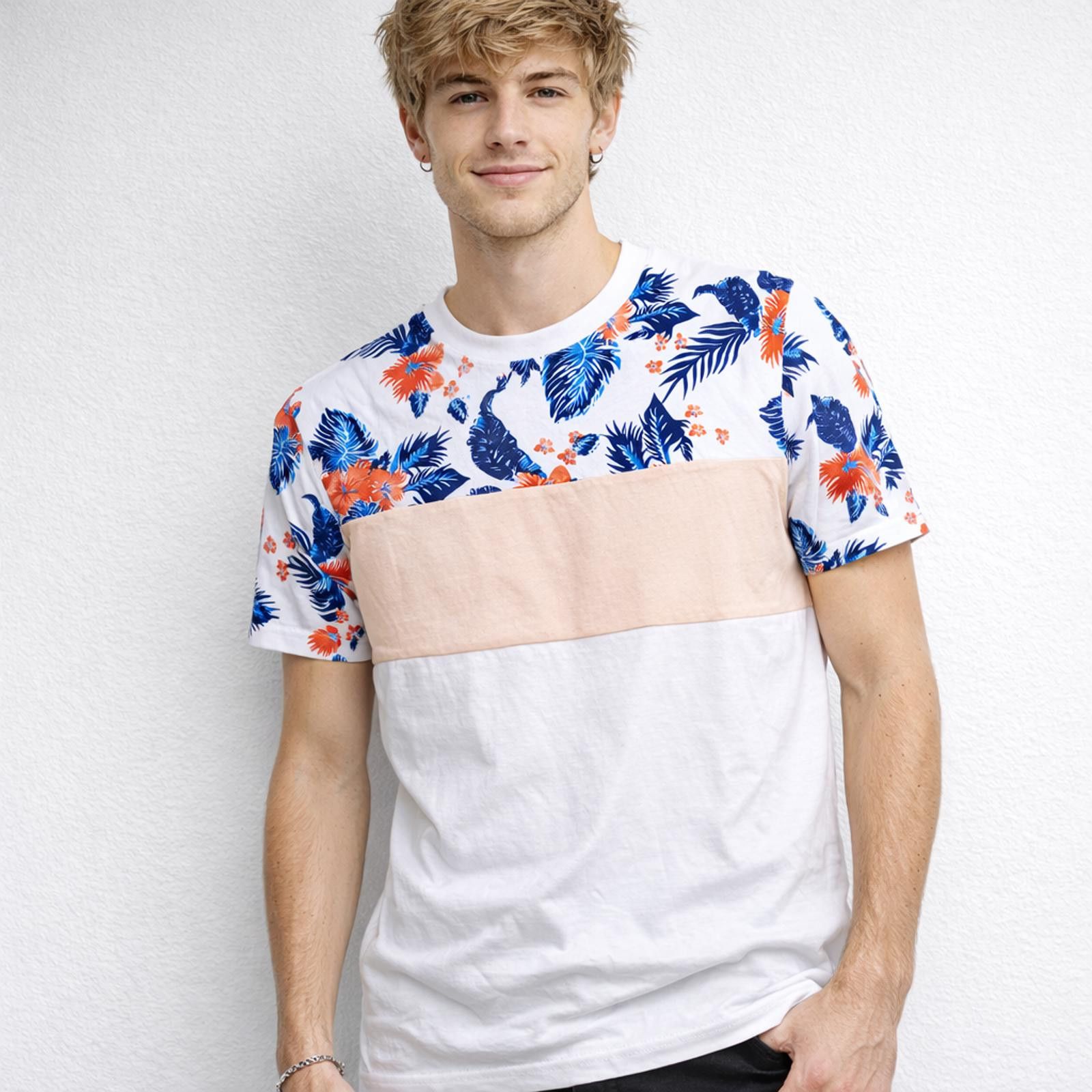 Other Men’s Large T-Shirt Floral & Pink Colorblock by Hawk's Bay Size US L / EU 52-54 / 3 - 1 Thumbnail