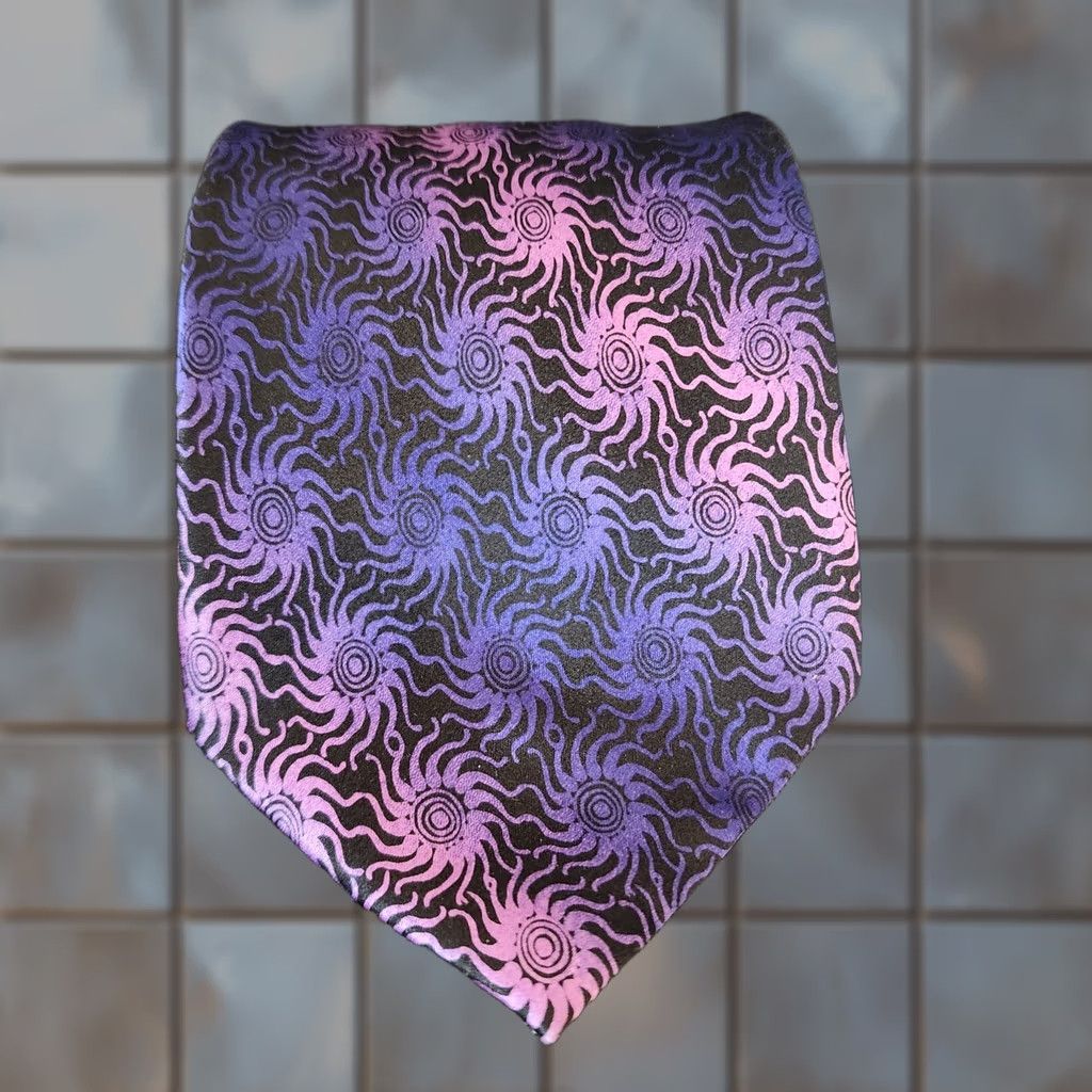 Carlos Santos Carlos Santana Silk Tie Purple Blue Swirl Psychedelic Mens Neck Tie 57"-60" Classic Tie Mens Purple Size ONE SIZE - 1 Thumbnail