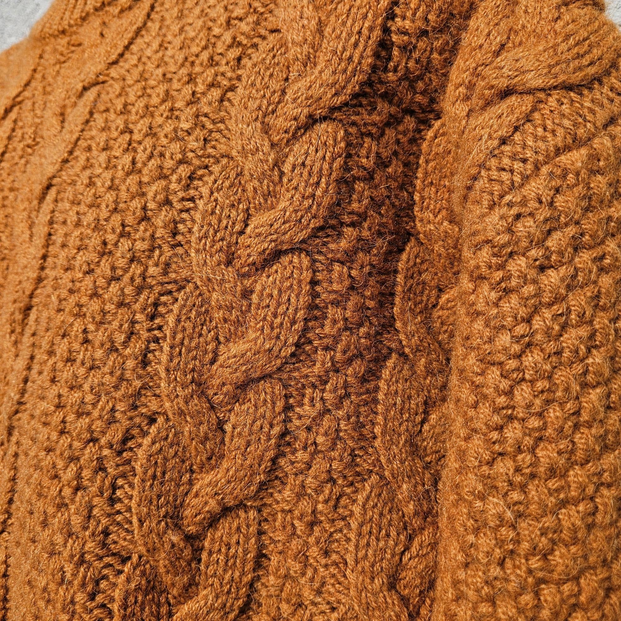 Vintage Stefanel Italy Vintage 80s Wool Alpaca Cable Knit Ochre Pull Size US XL / EU 56 / 4 - 10 Thumbnail