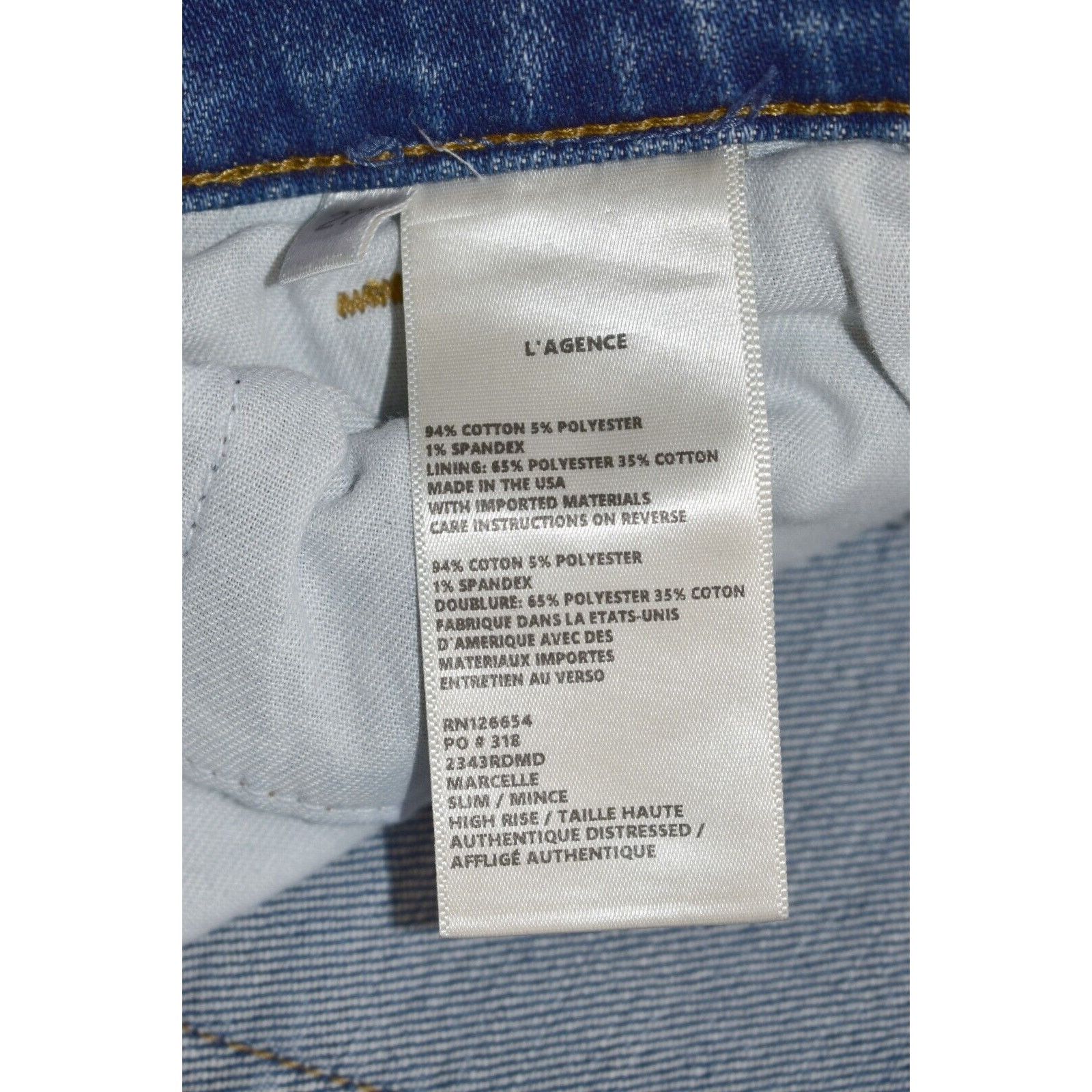 L'AGENCE LAGENCE Marcelle Blue Distressed Slim High Rise Jeans Sz 27 Size 27" / US 4 / IT 40 - 5 Thumbnail