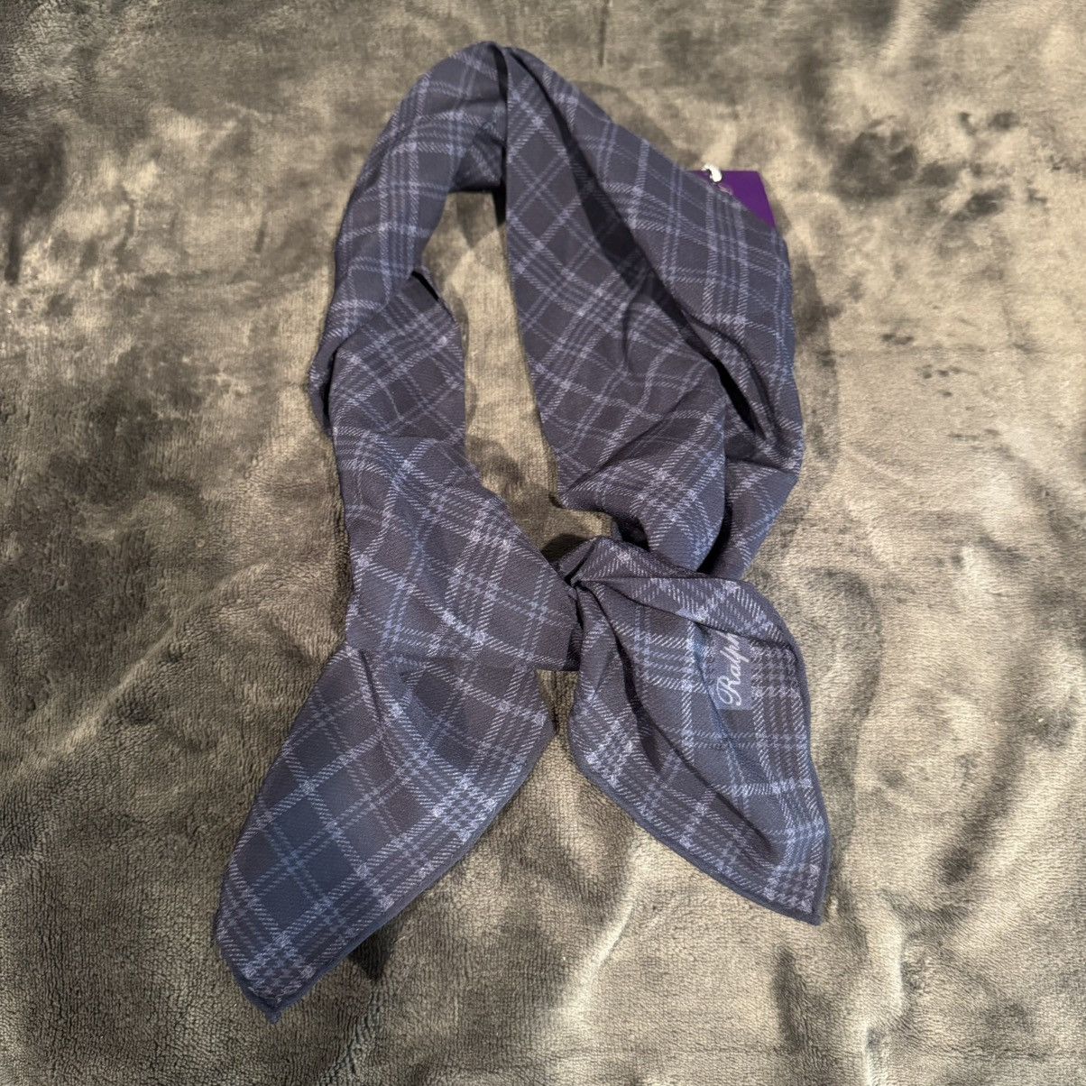 Ralph Lauren Purple Label Plaid Silk Crepe Scarf New NWT
