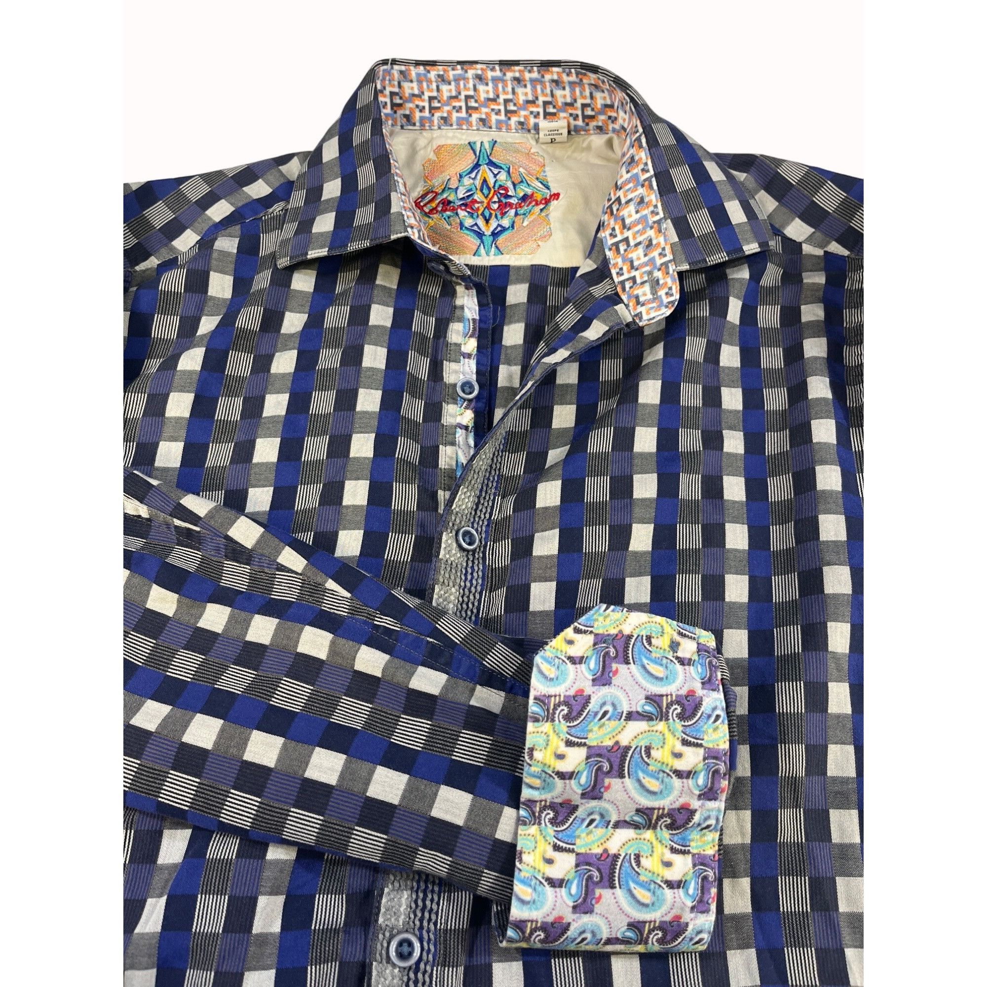 Robert Graham Robert Graham Men's Royal Blue Checkered Button Up Shirt Siz Size US S / EU 44-46 / 1 - 3 Thumbnail
