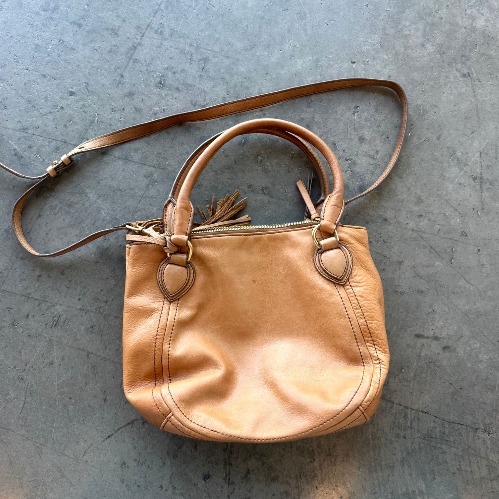 J.Crew VINTAGE J.CREW Peyton Brown Leather Handbag Satchel Fringe Crossbody Womens Boys Mens 299 Size ONE SIZE - 2 Thumbnail