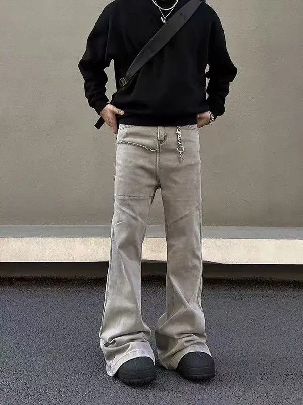 Japanese Brand Hirasawa x Rie High Street Gray Straight Micro Flared Jeans Size US 33 - 4 Thumbnail
