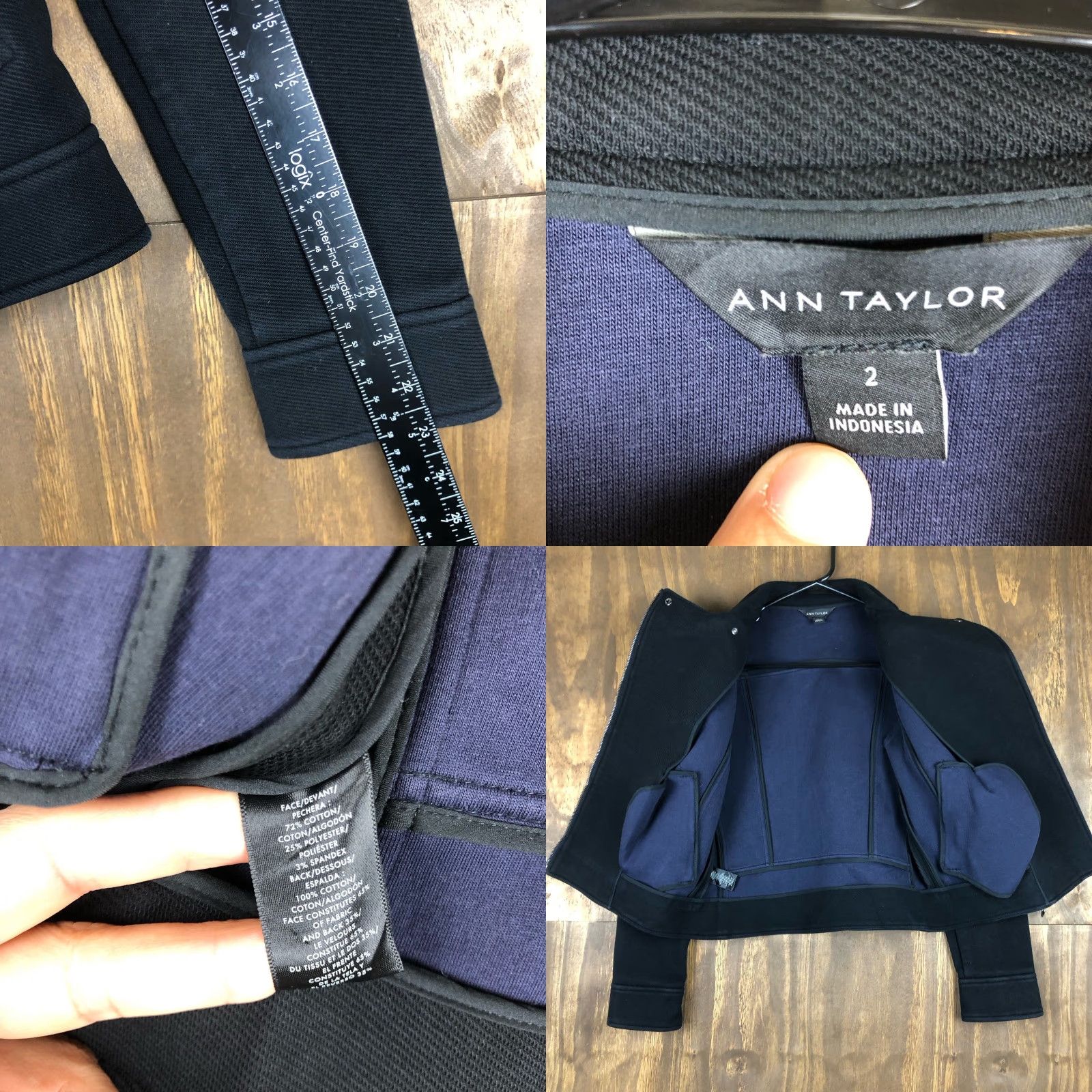 Ann Taylor Ann Taylor LOFT Womens Jacket Black Dark Academia Momcore Bikercore Size 2 Size XS / US 0-2 / IT 36-38 - 8 Thumbnail