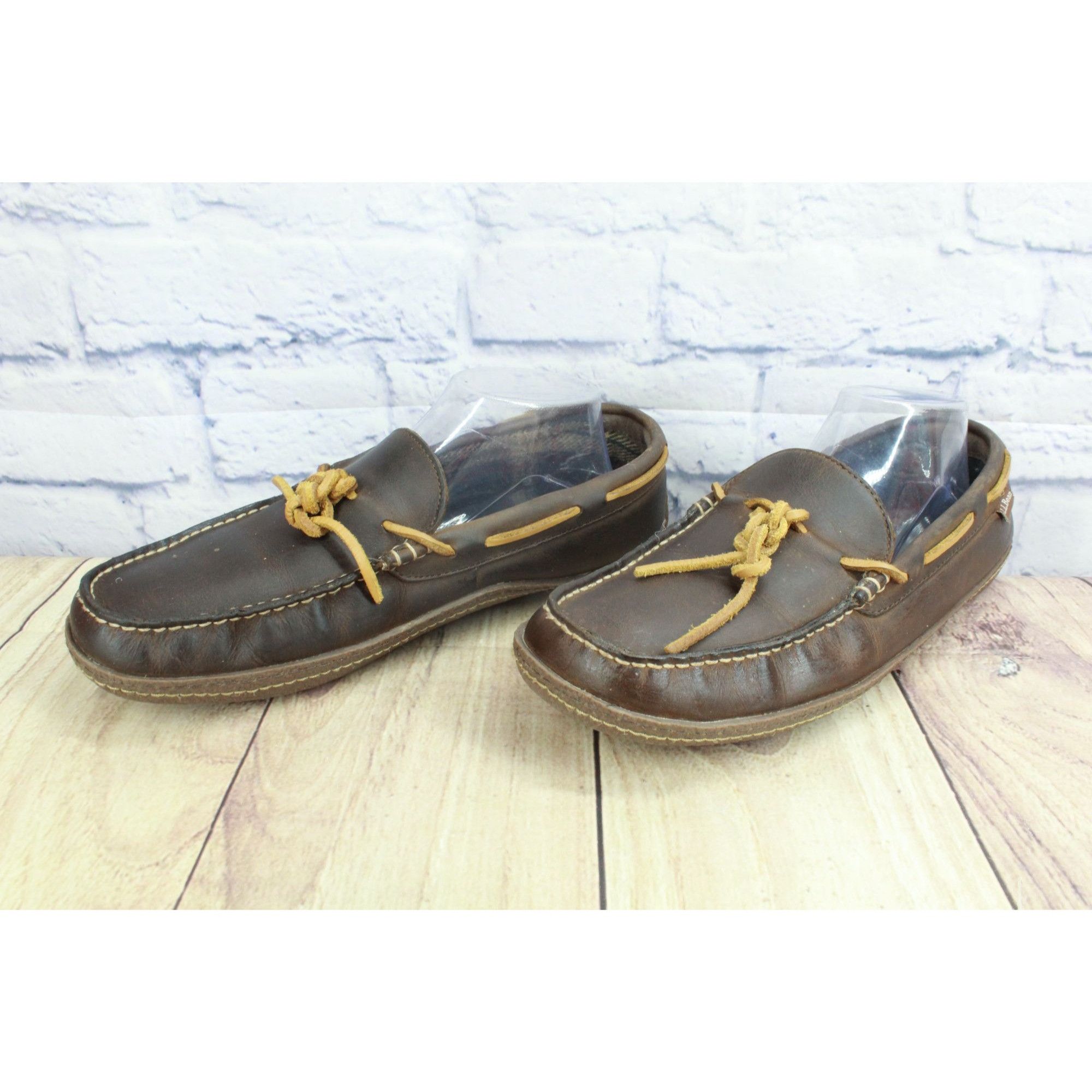 L.L. Bean LL Bean Men’s Handsewn Leather Flannel-Lined Slippers Size US 10 / EU 43 - 3 Thumbnail
