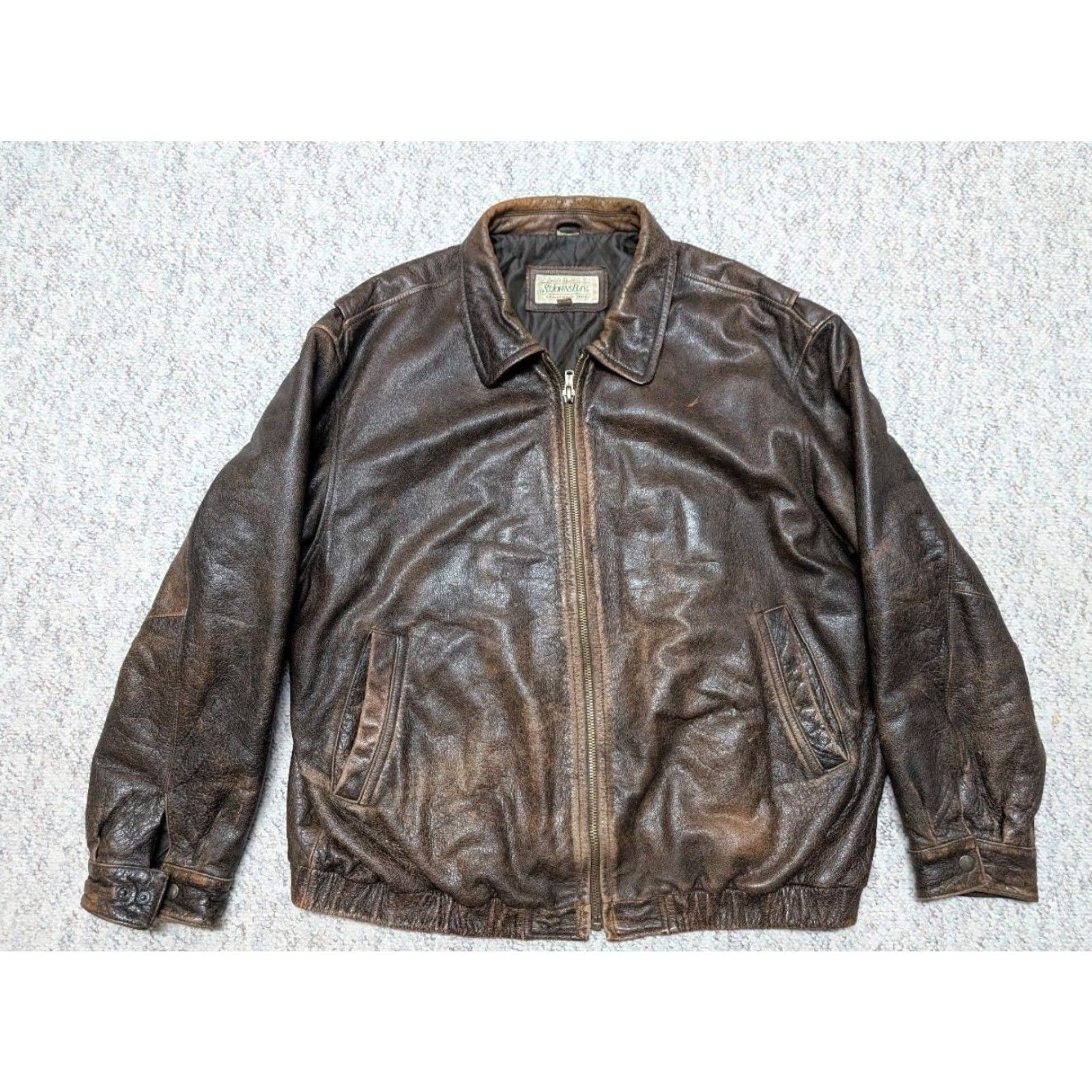 Vintage VINTAGE leather jacket Bomber Jacket 2XL Mens brown 48-50 PATINA distressed 1990s mad max motorcycle jacket Size US XXL / EU 58 / 5 - 2 Thumbnail