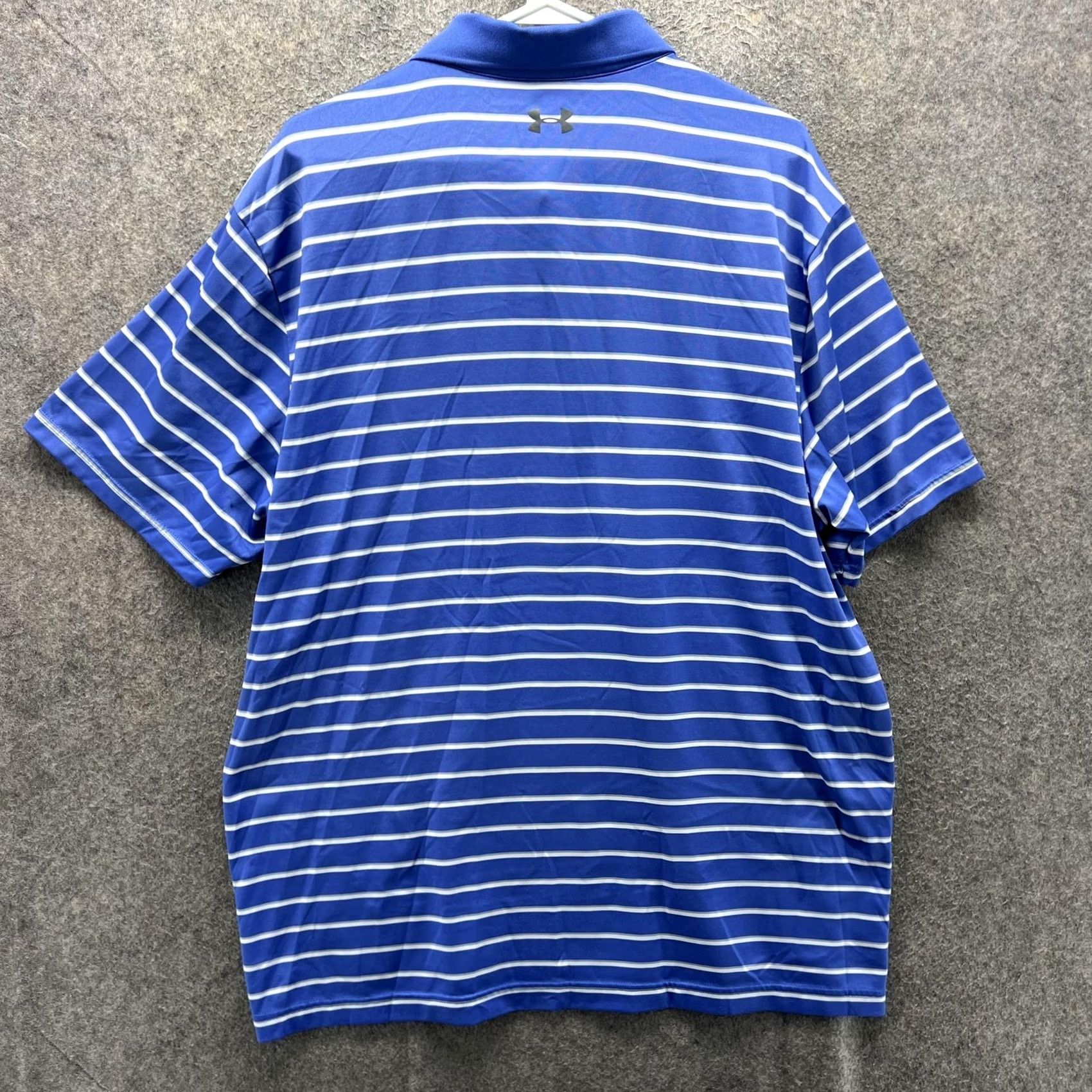 Under Armour Under Armour HeatGear Polo Shirt Mens XL Blue Stripe Short Sleeve Golf Performance Stretch Shirt Size US XL / EU 56 / 4 - 2 Thumbnail