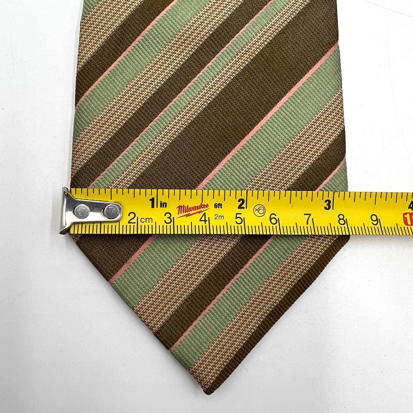 Bergdorf Goodman Bergdorf Goodman Tie Silk Stripes Brown Vintage Brown Green Size ONE SIZE - 6 Thumbnail