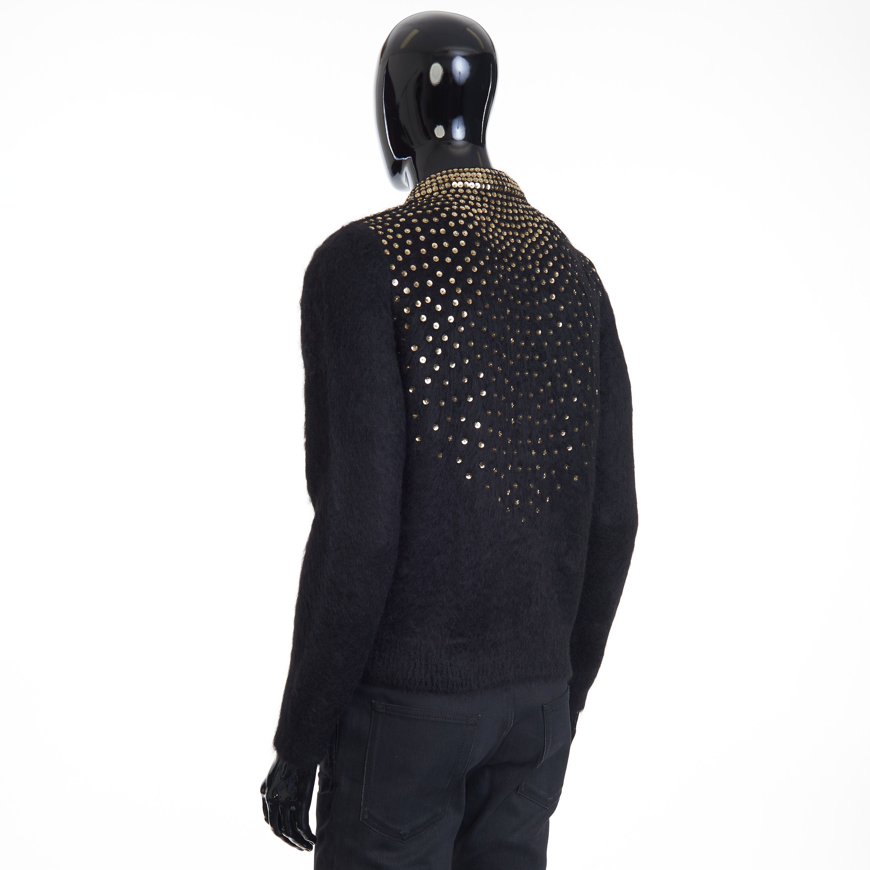 Celine Black Cardigan - Sequin Tiger Embroidery, Brushed Alpaca Size US M / EU 48-50 / 2 - 4 Thumbnail