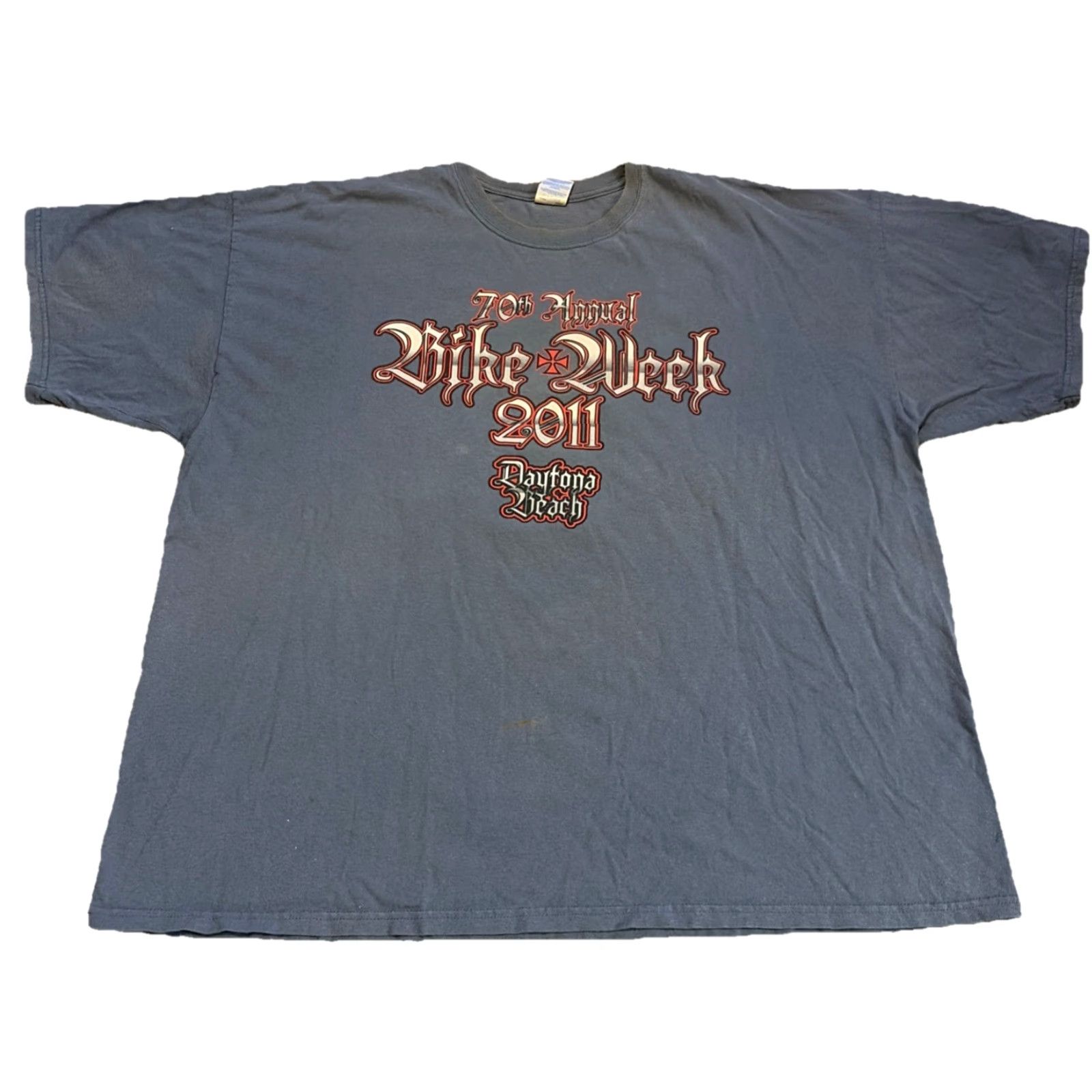 Gildan Daytona Beach Bike Week 2011 Blue Motorcycle Biker Grunge T-Shirt 3XL Mens Gildan Regular Shirt Size US XXL / EU 58 / 5 - 2 Thumbnail
