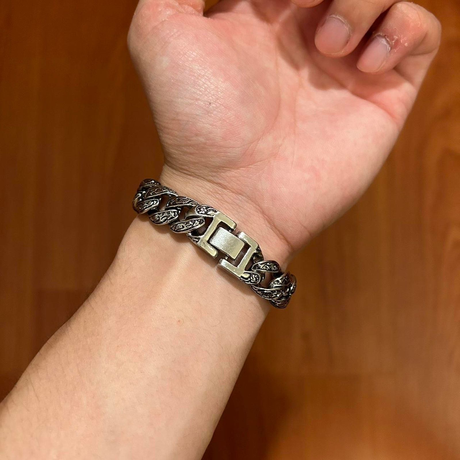 Japanese Brand × Vintage Ga3b - Y2K Engraved Cuban Bracelet Size ONE SIZE - 4 Thumbnail