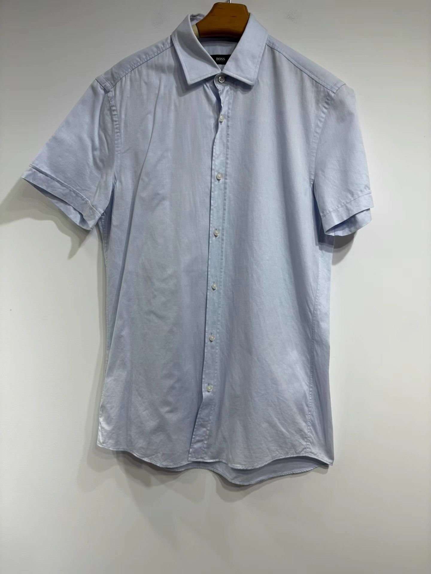 Hugo Boss HUGO BOSS Men's Blue Short Sleeve Shirt K29 Size US XXS / EU 40 - 1 Thumbnail