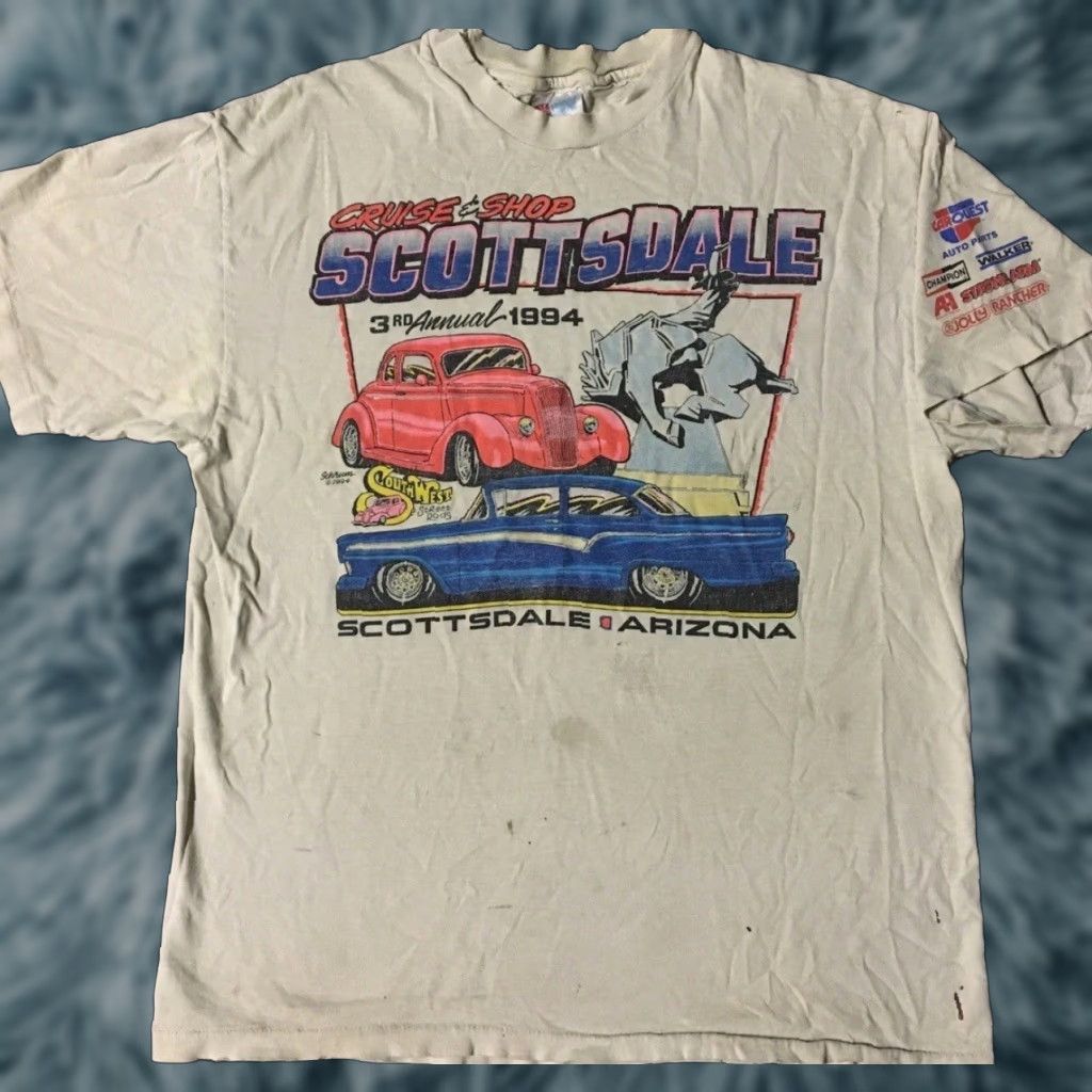 Vintage VINTAGE Arizona Hot Rod Shirt M White Jolly Rancher 90s Car Biker Grunge Single Stitch T-Shirt Mens USA Made in USA Size US M / EU 48-50 / 2 - 1 Thumbnail