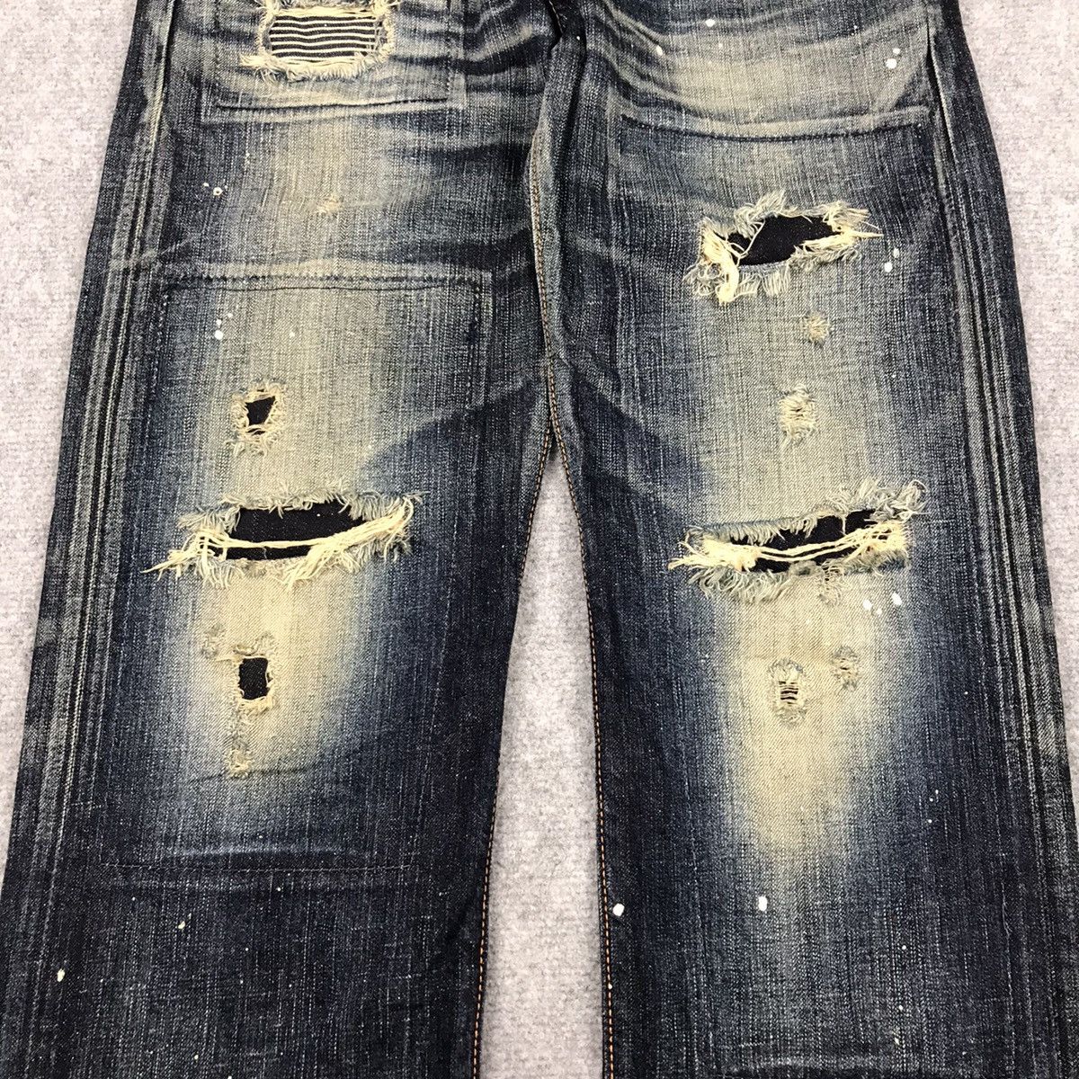 If Six Was Nine × Le Grande Bleu (L.G.B.) RIPPED DISTRESSED PATCHWORK EDWIN JAPANESE DENIM PANTS Size US 30 / EU 46 - 5 Thumbnail