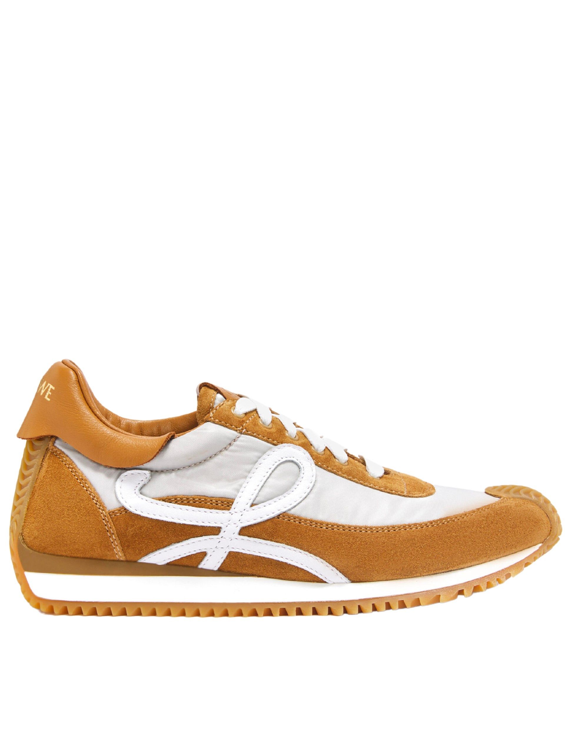image of Loewe Nylon And Suede Flow Runner Sneakers In Brown, Men's (Size 9)