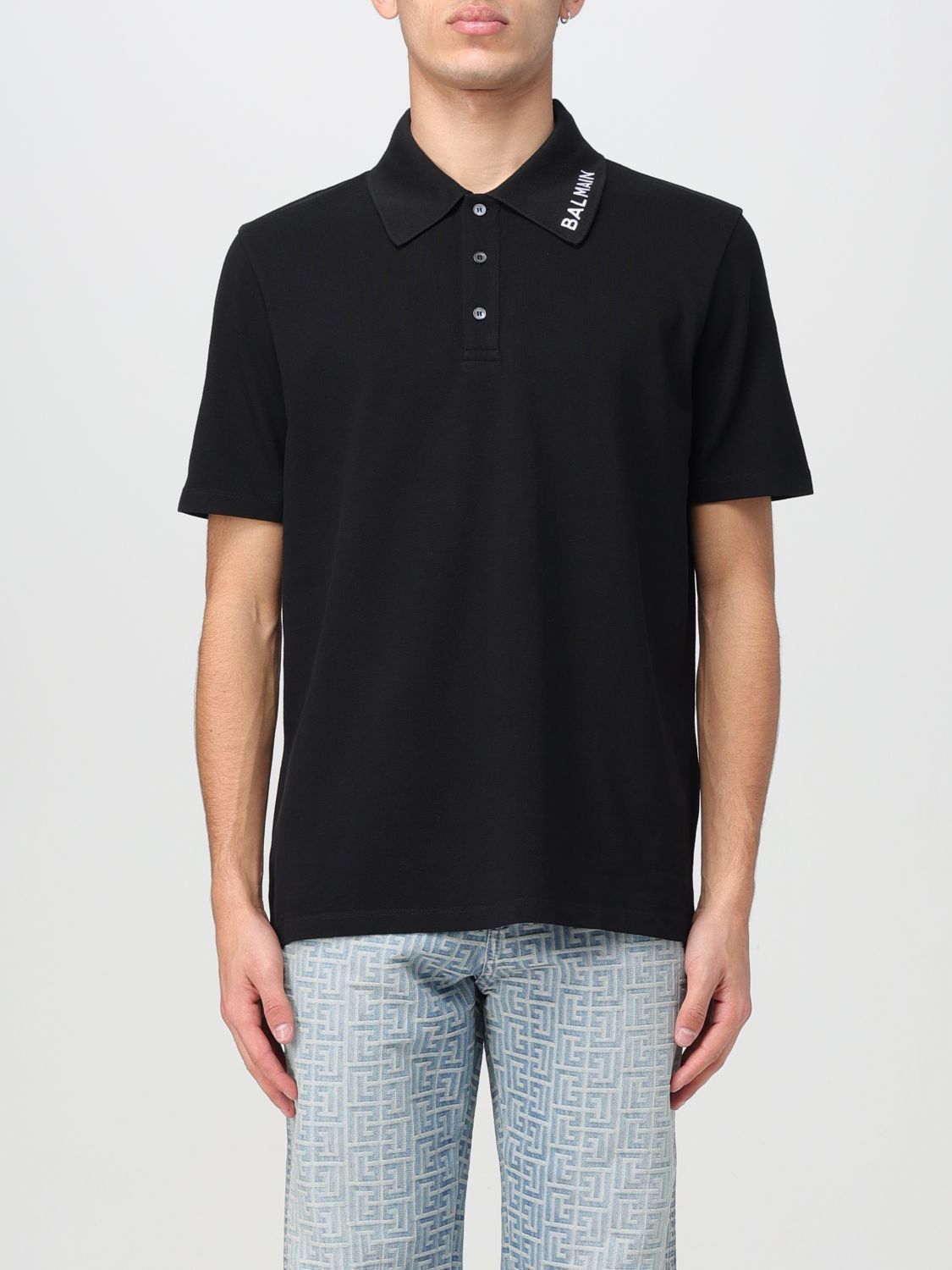 image of Balmain Polo Shirt Men Black (Size Small)