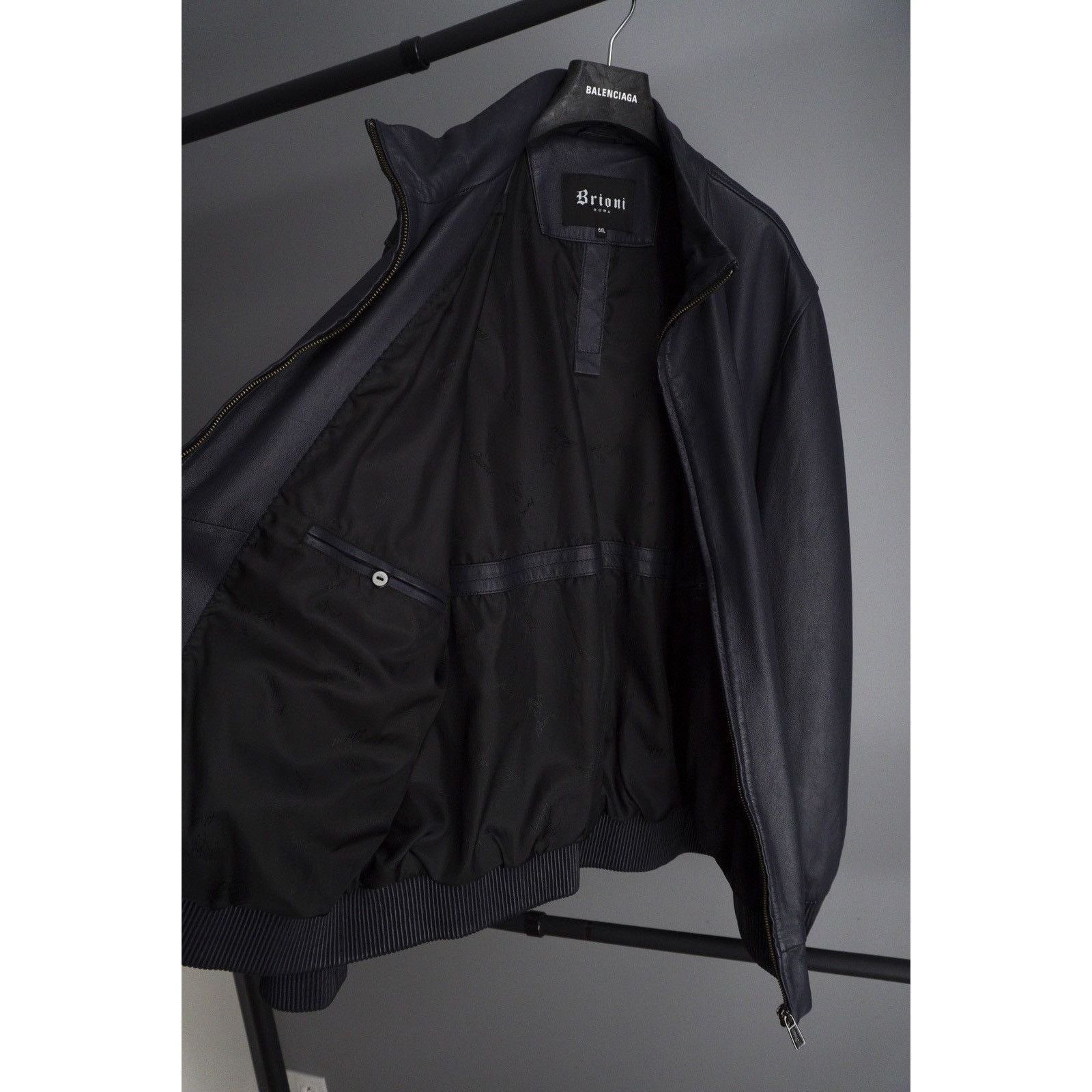 Brioni Brioni dark blue leather jacket Size US XL / EU 56 / 4 - 12 Thumbnail