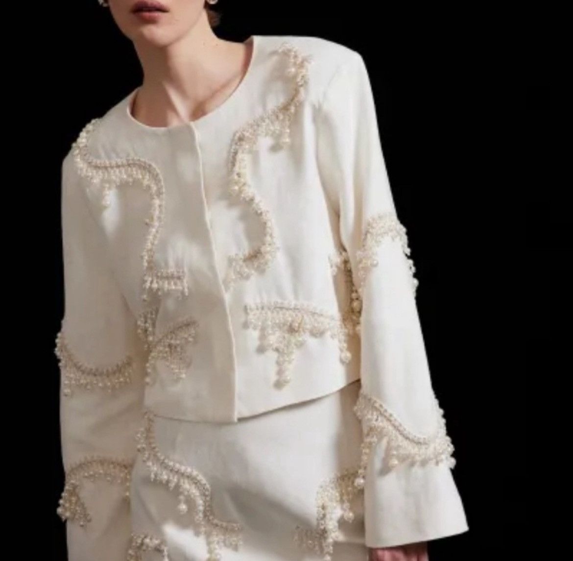 H&M H & M beaded jacket linen Size L / US 10 / IT 46 - 5 Thumbnail