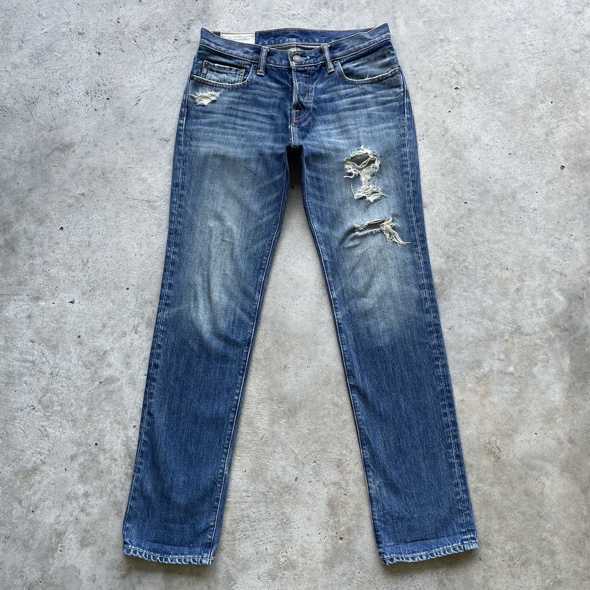 Abercrombie & Fitch Vintage A&F Skinny Ripped Jeans Distressed Denim Faded Pants Size US 31 - 1 Thumbnail