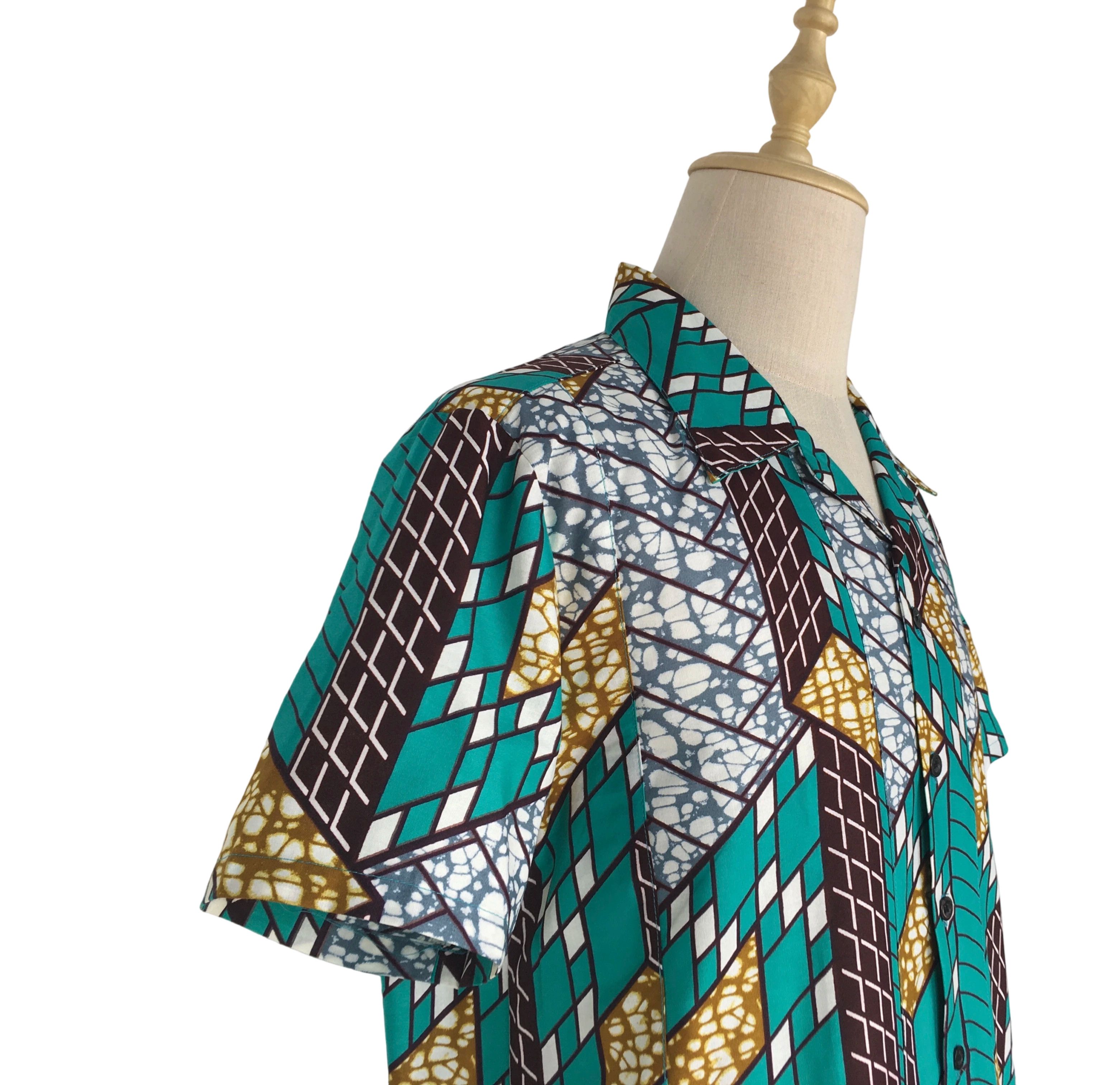 Other African Wax Print Men Shirt Short Sleeves Summer Size US M / EU 48-50 / 2 - 5 Thumbnail
