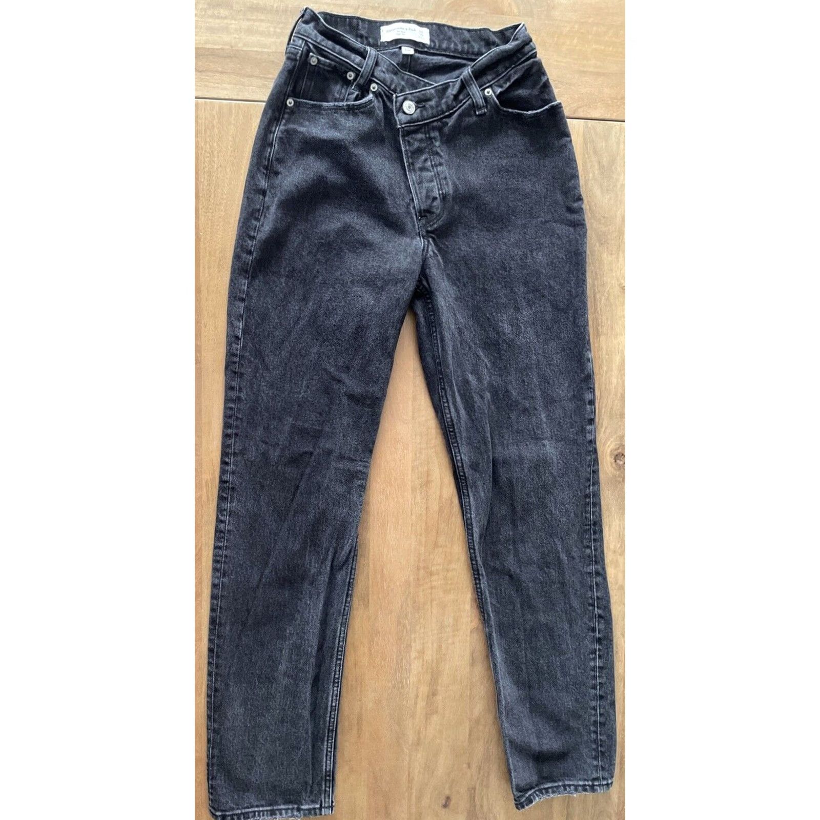 Abercrombie & Fitch VINTAGE Abercrombie & Fitch Jeans Women 00R 24x29 Black High Rise Button Fly 5-Pocket Denim Rock Grunge 90s Mens Women Boys Girls Size 24" / US 00 / IT 34 - 2 Thumbnail