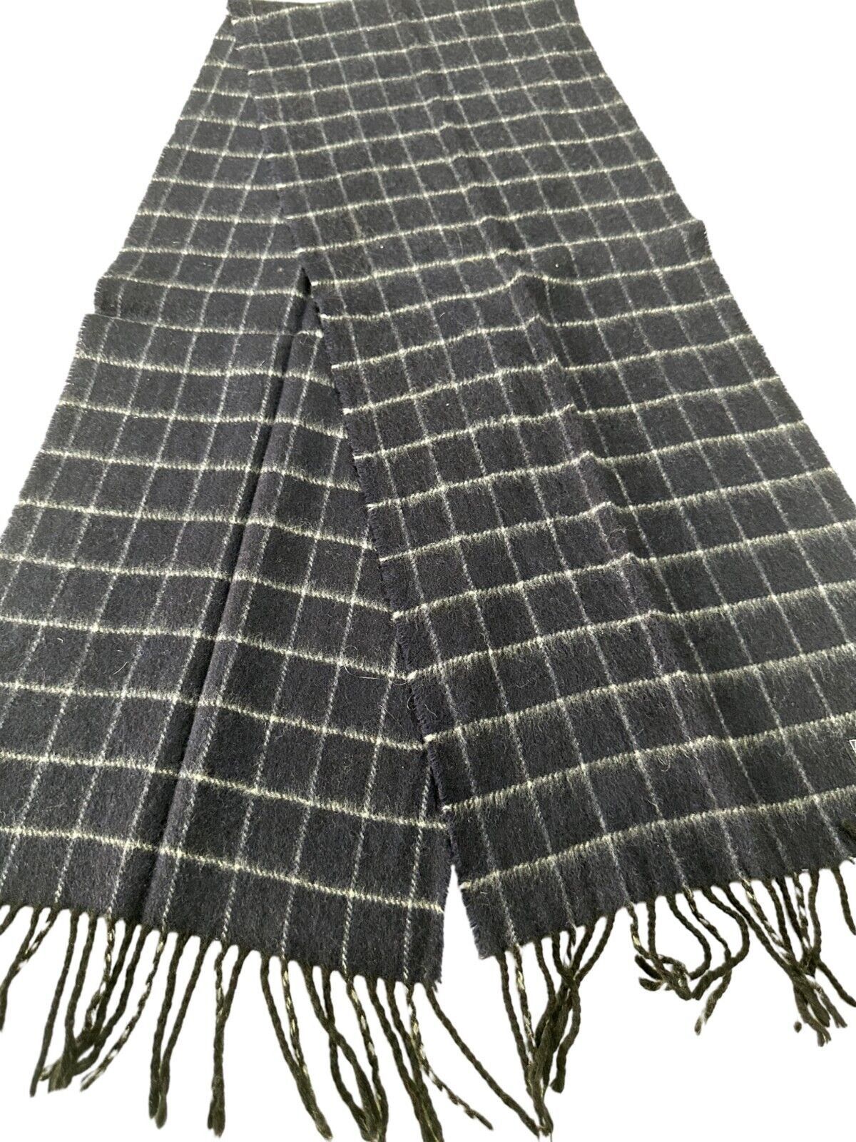 Burberry Burberrys Classic Check Unisex Scarf Navy Blue 100% Cashmere Size ONE SIZE - 2 Thumbnail
