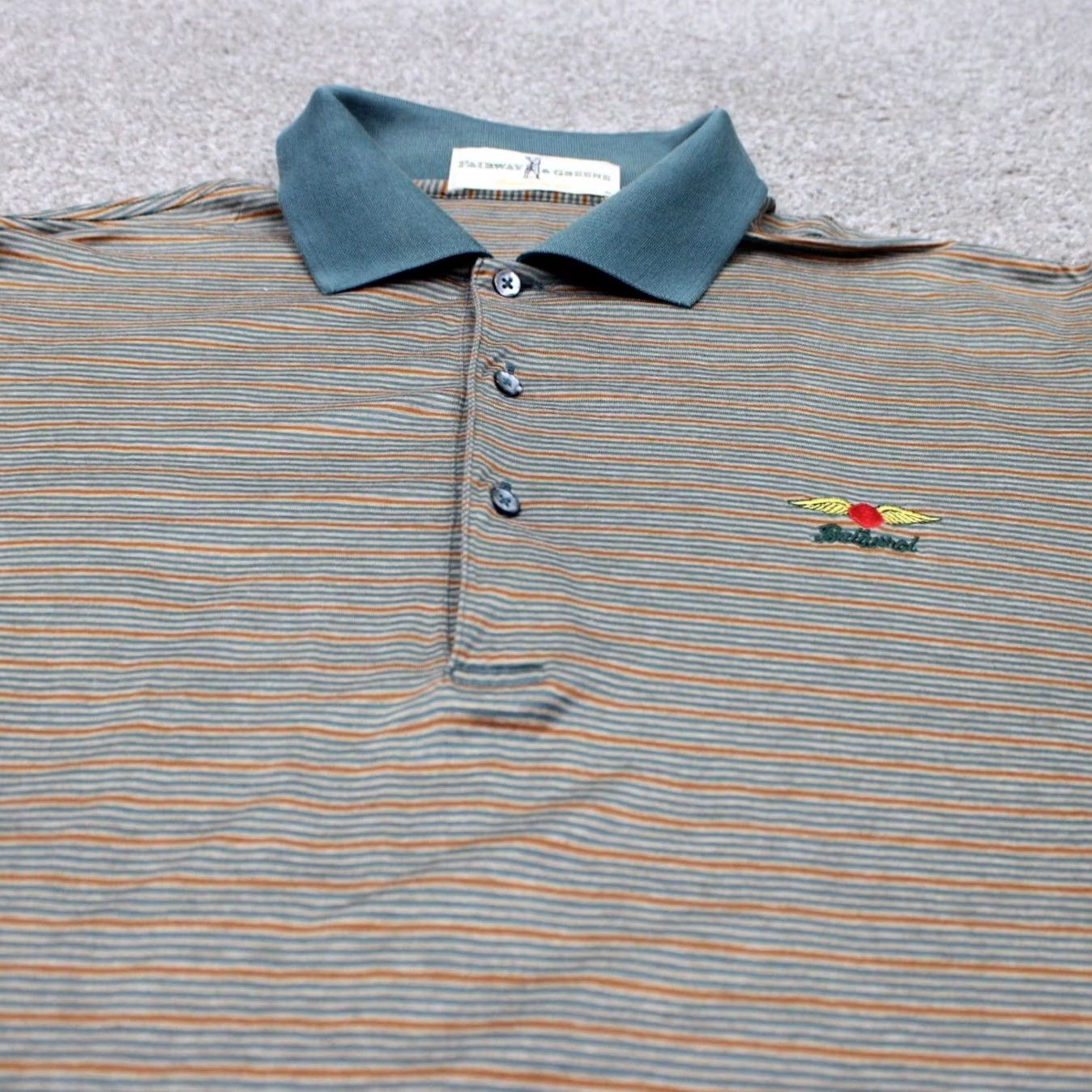 Vintage Fairway & Greene Polo Shirt Mens L Green/Brown Baltusrol Logo S/S Pullover Size US L / EU 52-54 / 3 - 4 Thumbnail
