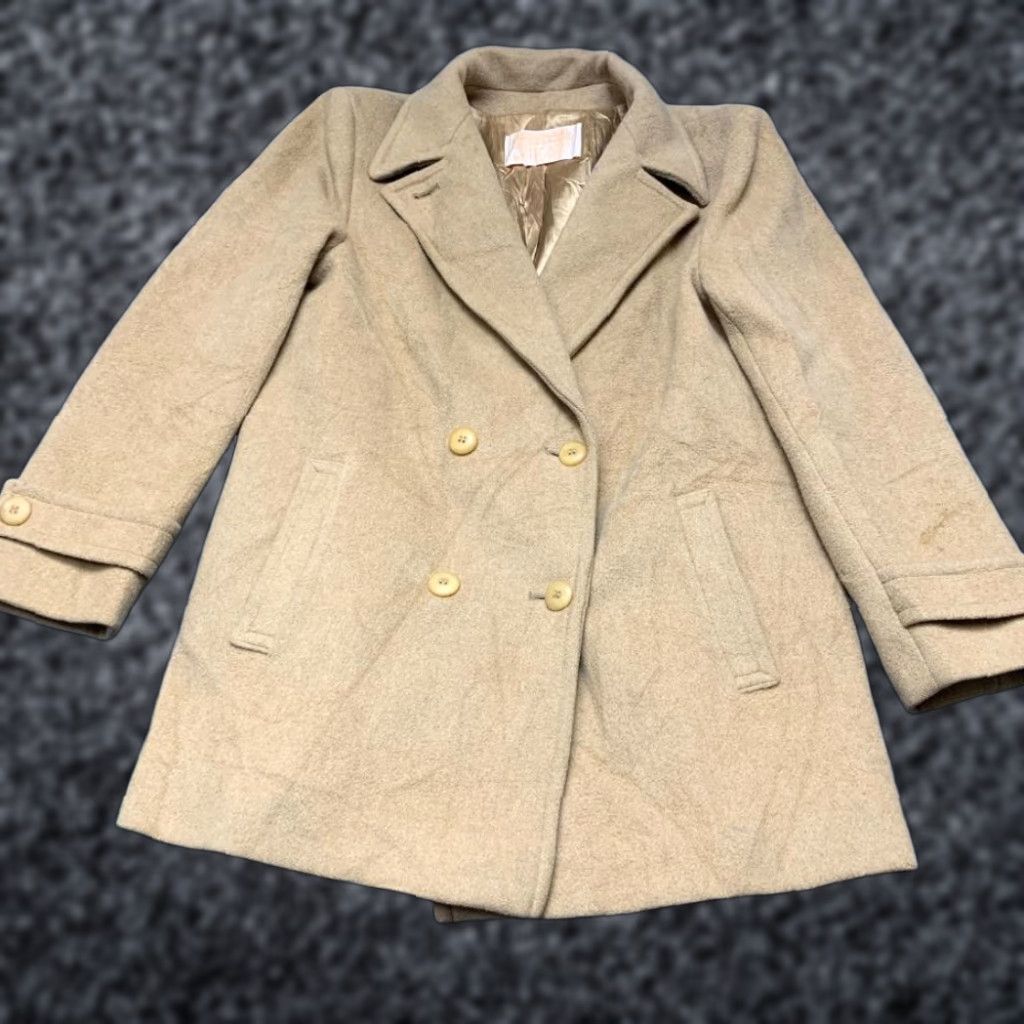 Pendleton VINTAGE Pendleton Peacoat Womens 10 Khaki Wool Notch Double Breasted Made in USA Size L / US 10 / IT 46 - 1 Thumbnail