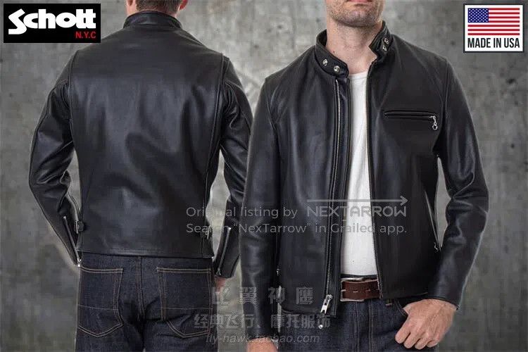 Schott Schott NYC classic stand-up coffee rider motorcycle jacket Size US M / EU 48-50 / 2 - 1 Thumbnail