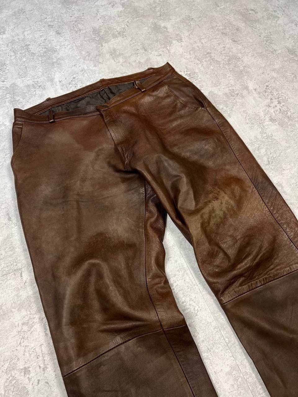 Genuine Leather Vintage Brown Leather Pants Y2K Size US 36 / EU 52 - 5 Thumbnail