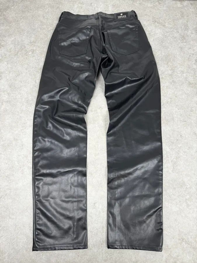 Versace 2000s Versace Black Eco Slim Leather Biker Pants Size US 32 / EU 48 - 5 Thumbnail