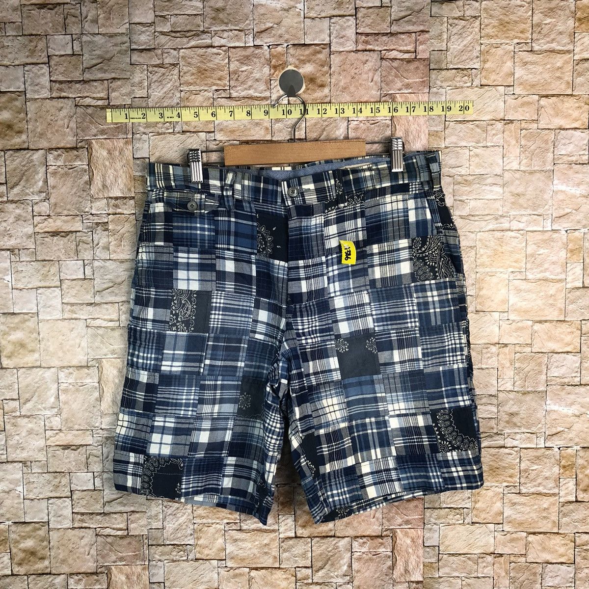 Polo offers Ralph Lauren Mens 33 Blue Indian Madras Patchwork Plaid Paisley Shorts