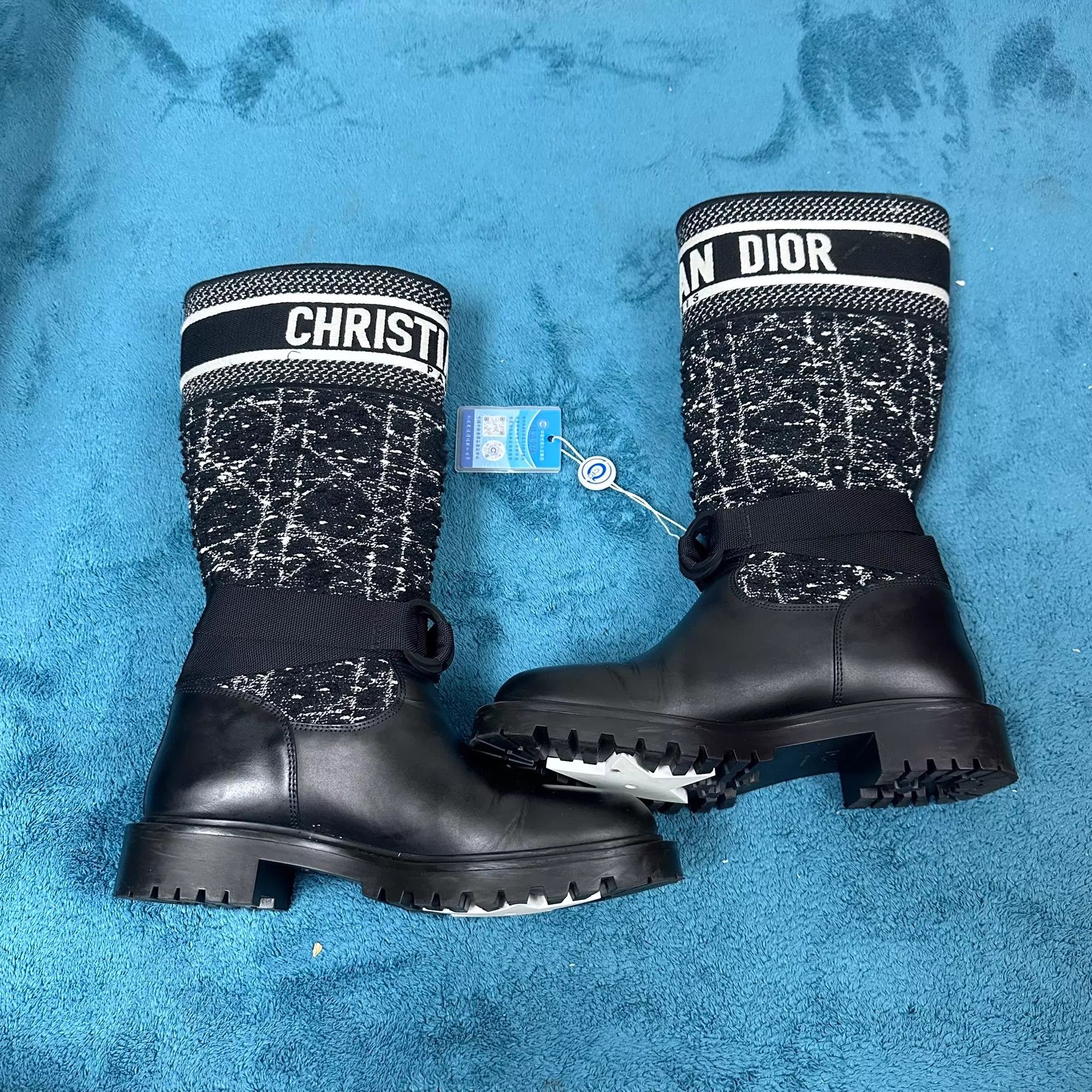 Dior Dior D-Major Tweed Mid-Calf Boots Black 37 Size US 6 / IT 36 - 3 Thumbnail