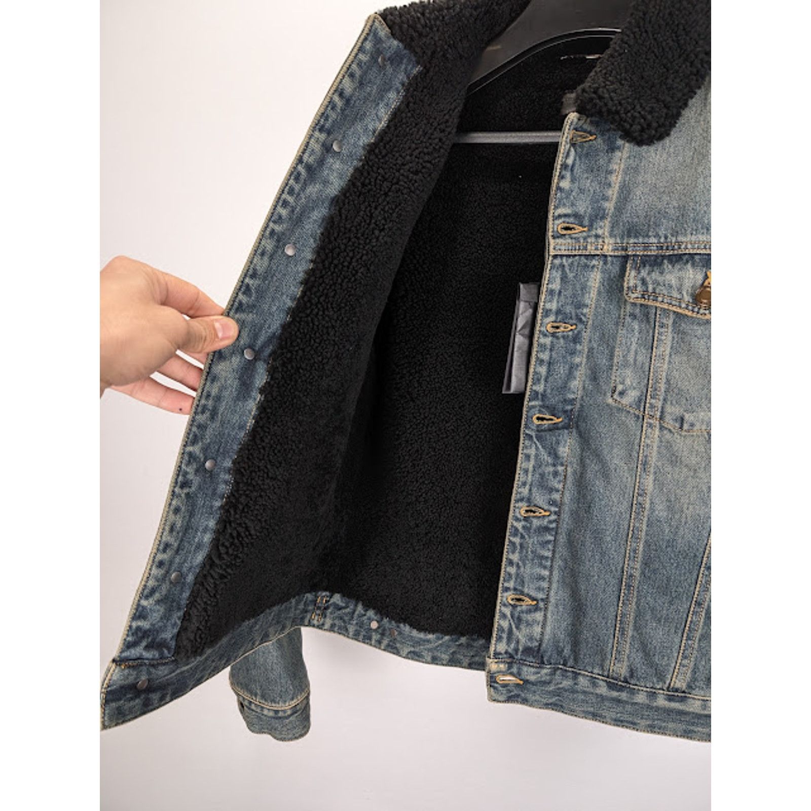 Saint Laurent Paris o1rshd1 Shearling Denim Jacket in Light Blue Size US XXL / EU 58 / 5 - 9 Thumbnail