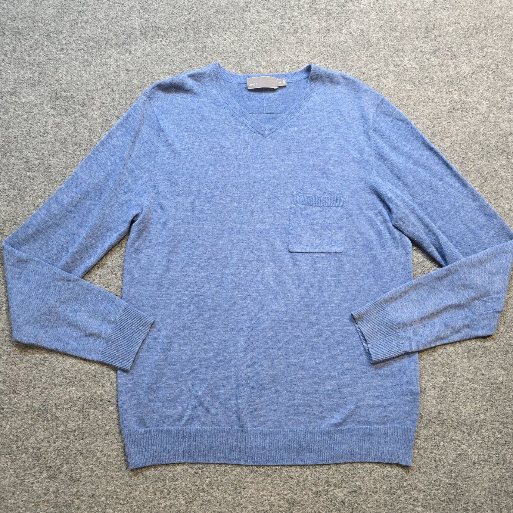 Vince Vince Sweater Men Size Medium Blue Linen Blend Knit V Neck Casual Career Shirt Size US M / EU 48-50 / 2 - 2 Thumbnail