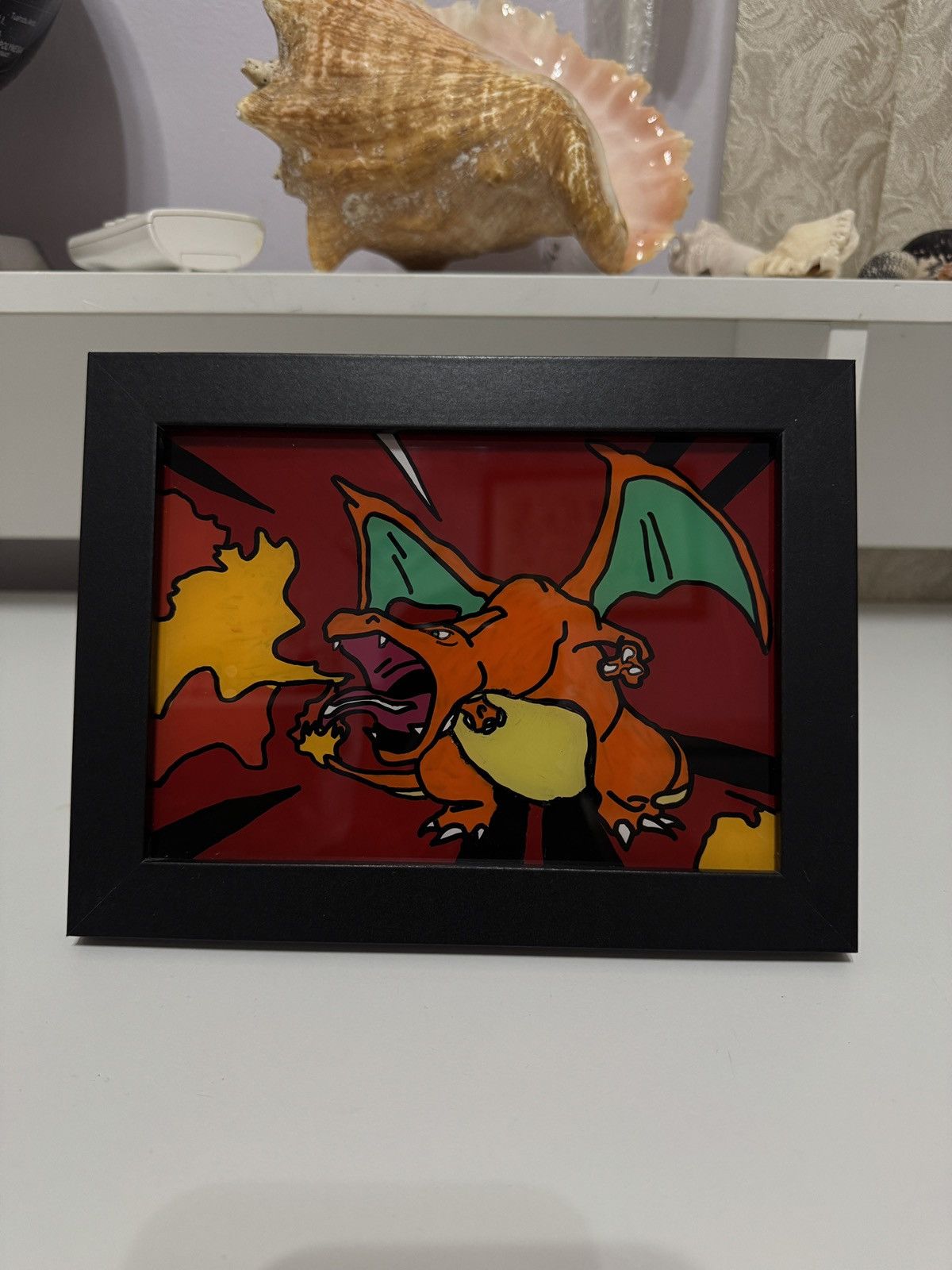 Pokemon Handmade Charizard Base set Glass art Size ONE SIZE - 2 Thumbnail