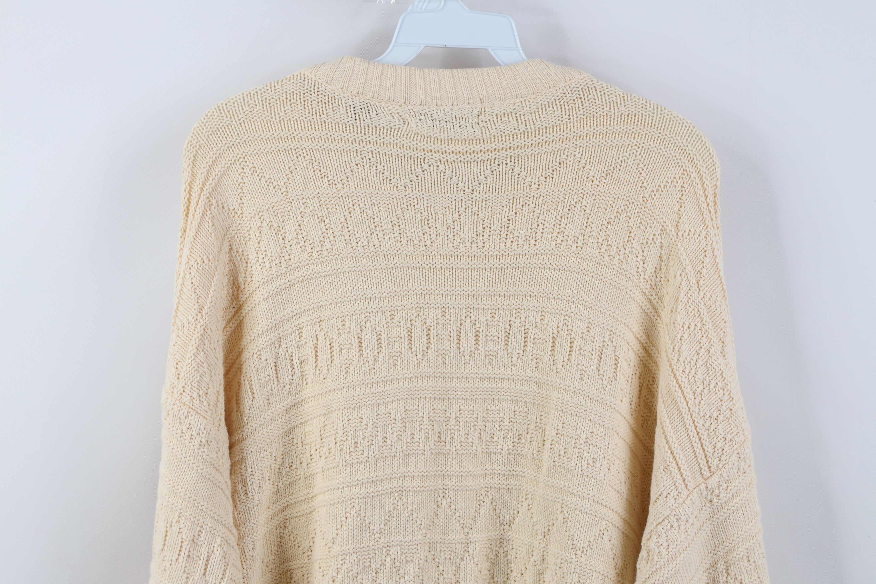 Vintage Vintage 90s Streetwear Cotton Knit Crewneck Sweater Beige Size US M / EU 48-50 / 2 - 10 Thumbnail