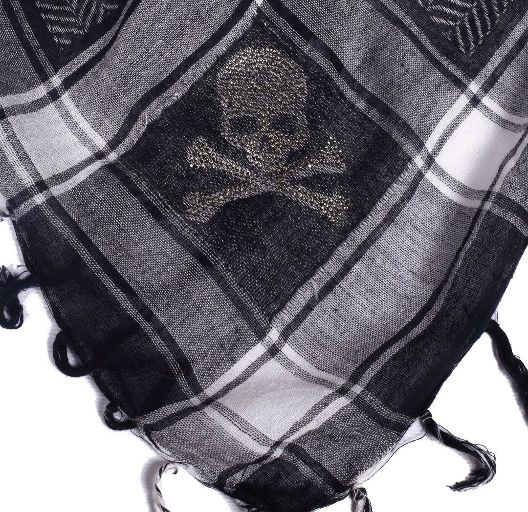 Mastermind Japan mmj deep gray crystal skull fringe square scarf Size ONE SIZE - 2 Thumbnail