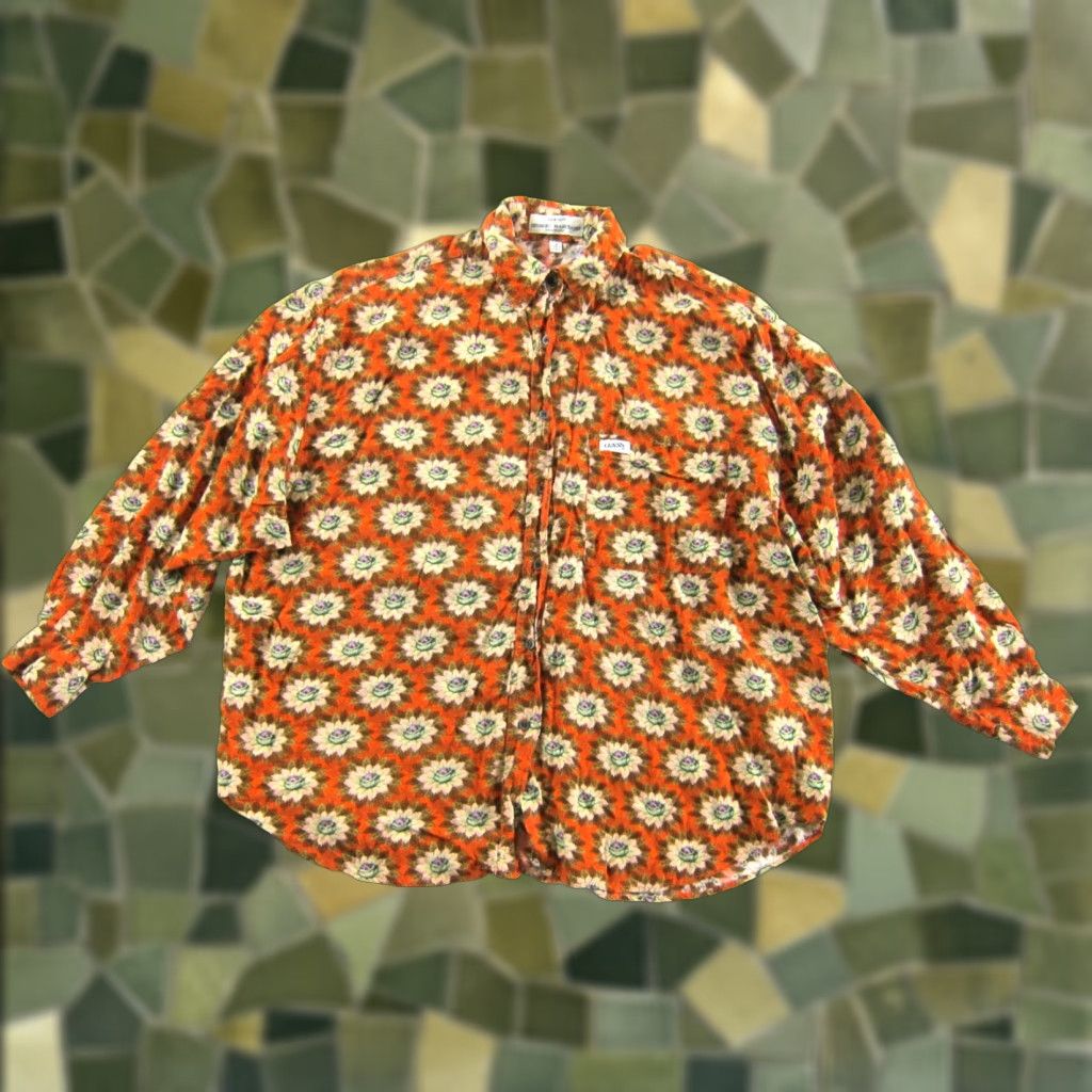 Guess VINTAGE GUESS Blouse Collared Floral 100% Rayon Orange Green Long Sleeve L Womens Size L / US 10 / IT 46 - 1 Thumbnail