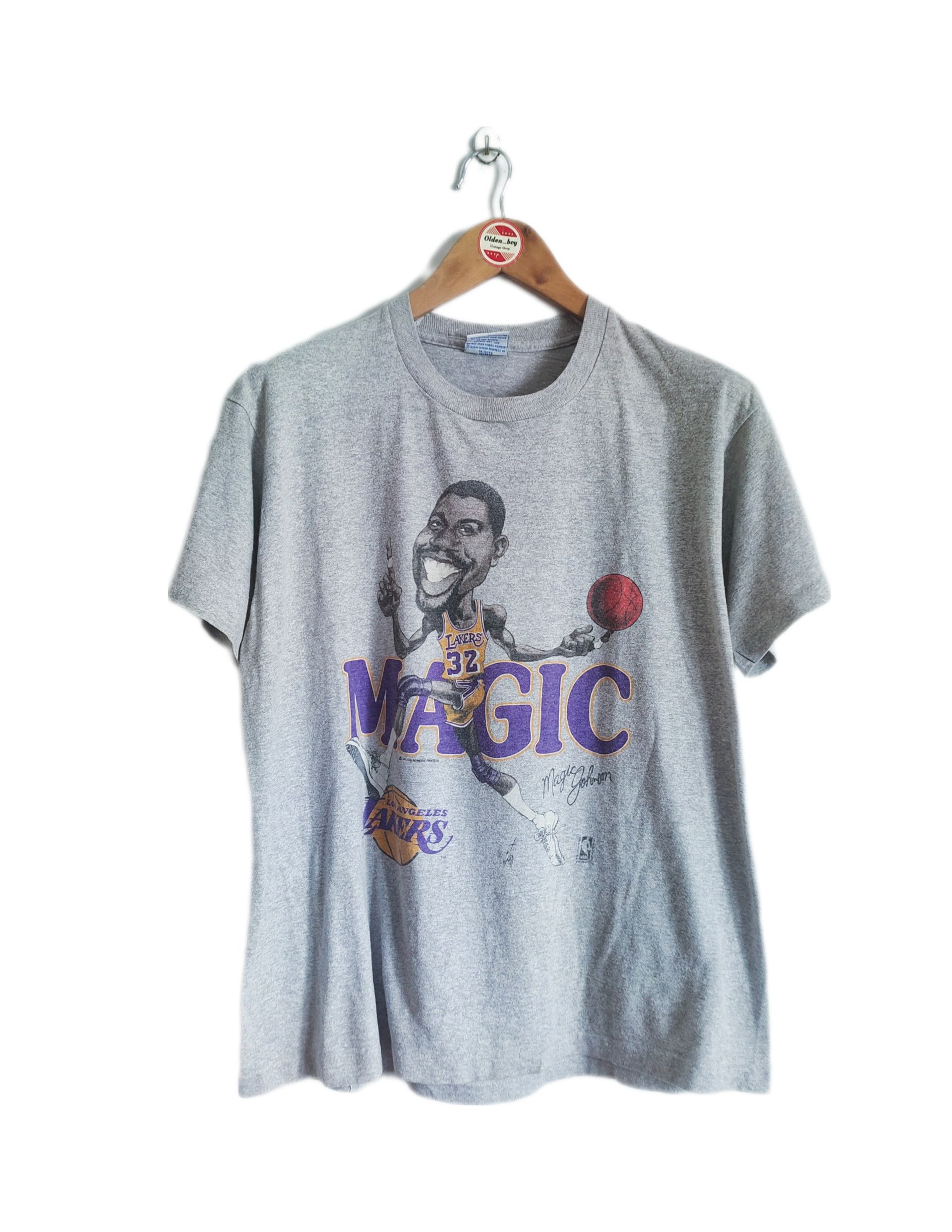 NBA × Salem Sportswear × Vintage Vintage Magic Johnson Caricature 1989 T-shirt Size US XL / EU 56 / 4 - 1 Thumbnail