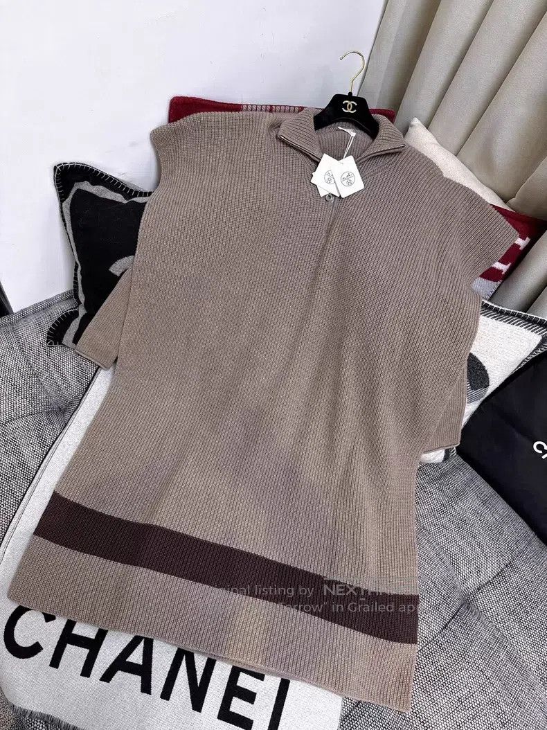 Hermes Hermes Caramel Color Patchwork Cashmere Knit Dress Size XS / US 0-2 / IT 36-38 - 8 Thumbnail