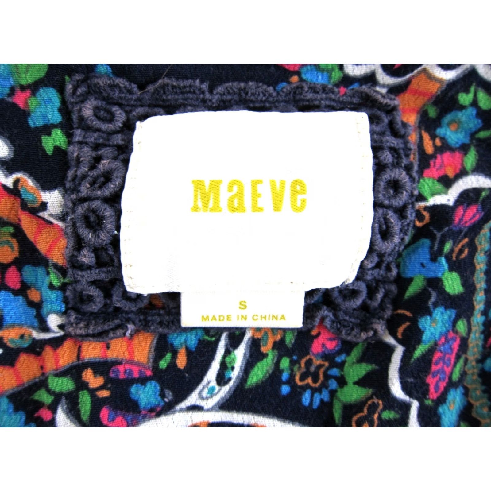 Vintage Maeve Dress V-Neck 3/4 Sleeve Midi Floral Small Pink Black Blue Rayon Pattern Bohemian Hippie 100% Rayon Womens Size S / US 4 / IT 40 - 3 Thumbnail