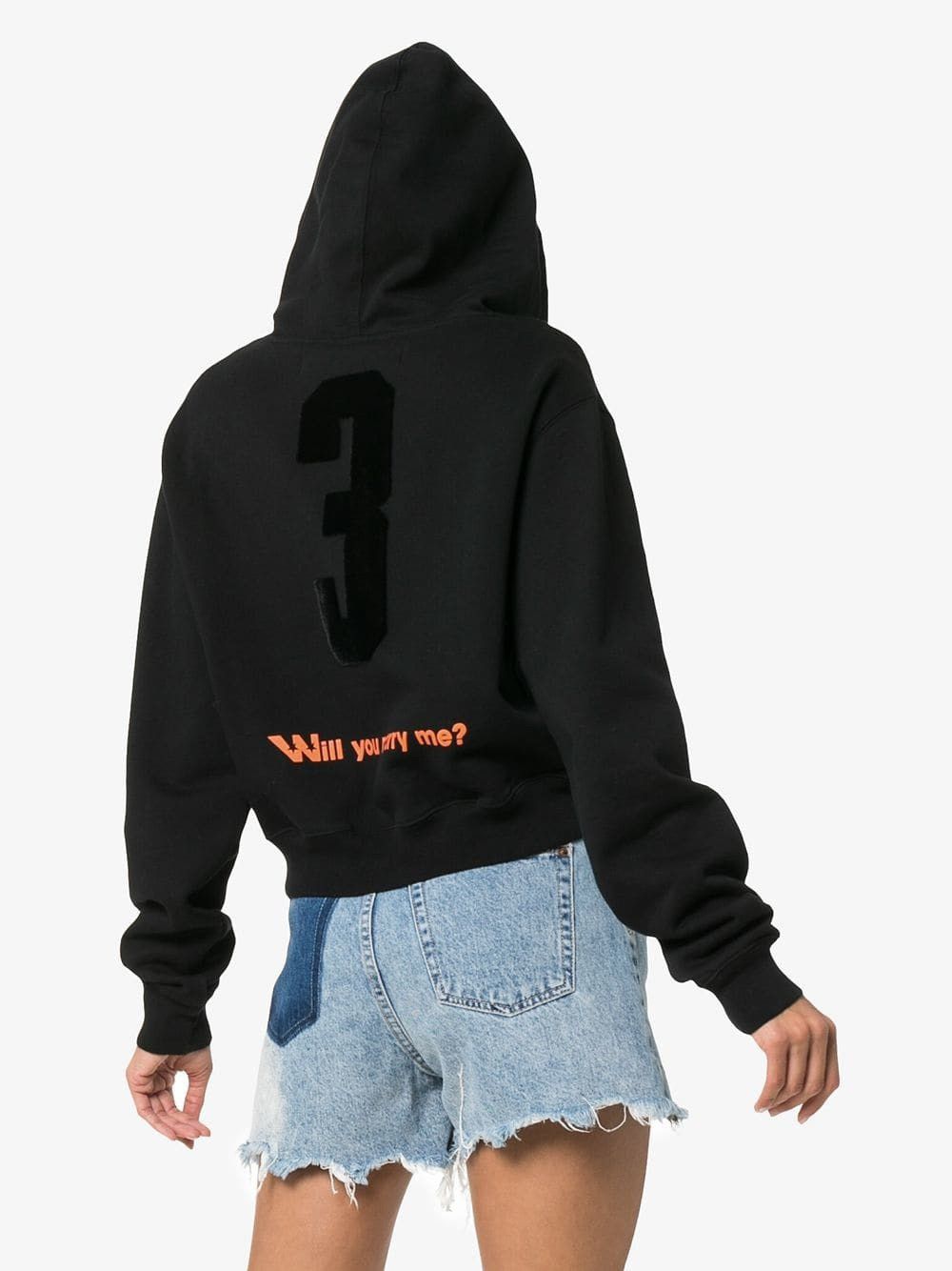 Off-White FW2018 “Will You Marry Me?” Cropped Hoodie Size US XS / EU 42 / 0 - 2 Thumbnail