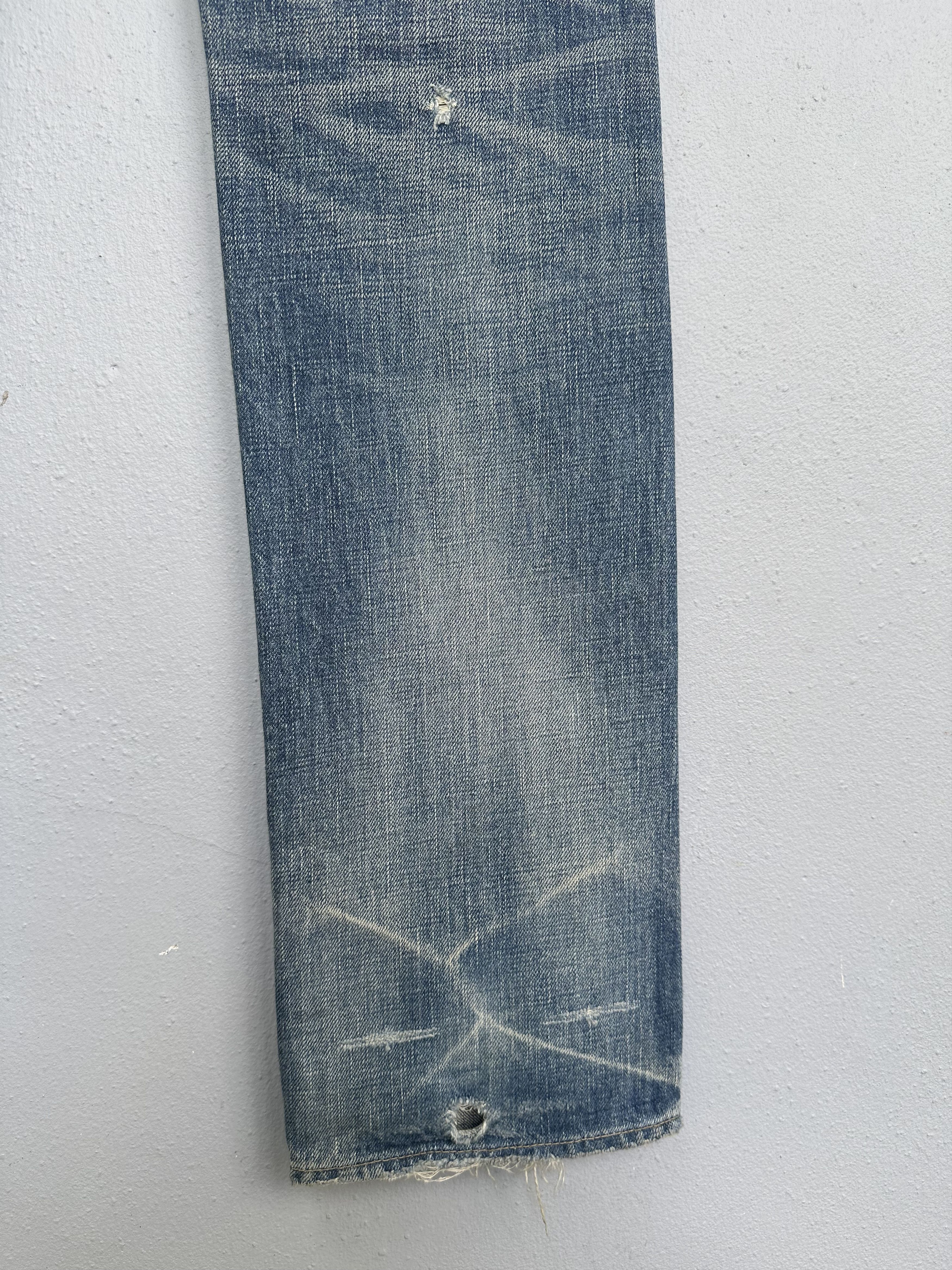 OMNIGOD Vtg Distressed Rips Boro Patchwork Omnigod Flare Denim Jeans Size US 29 - 22 Thumbnail