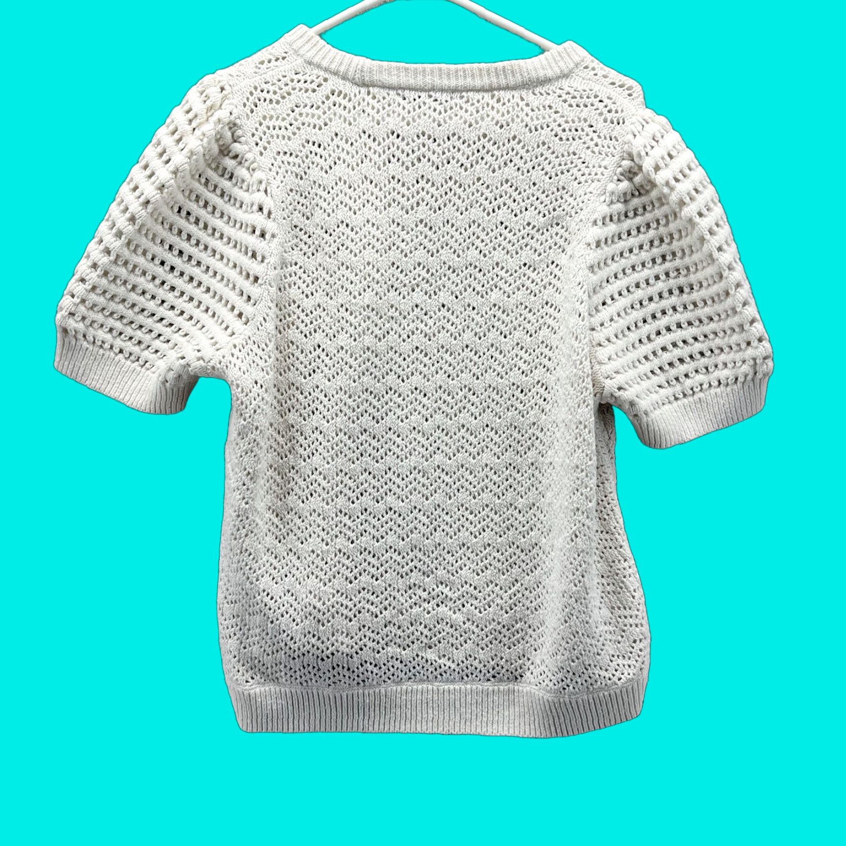 Madewell VINTAGE Madewell Sweater Womens XL White Pointelle Knit Short Sleeve Pullover Top Size XL / US 12-14 / IT 48-50 - 1 Thumbnail