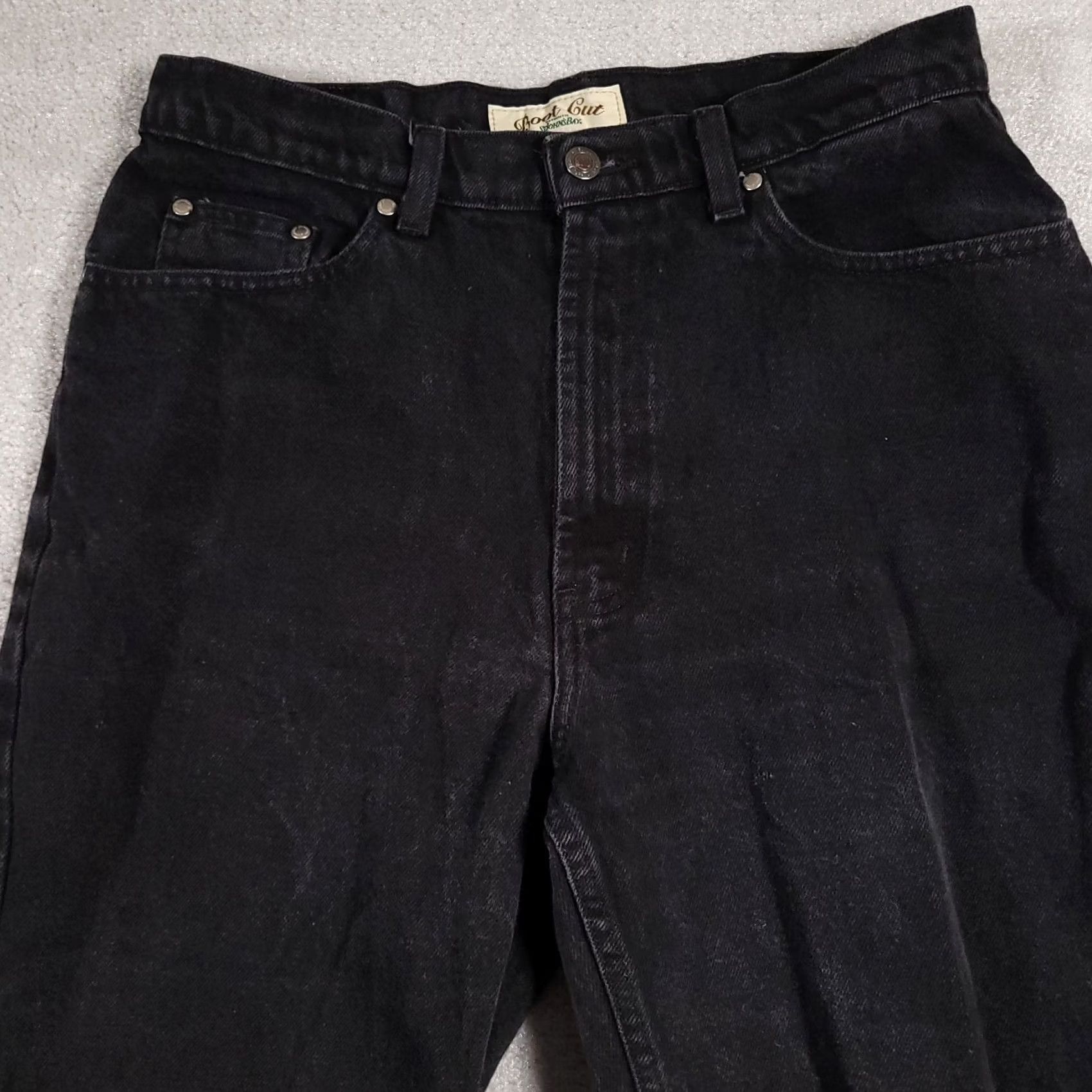 Vintage VINTAGE St John's Bay Jeans Women's 12 Boot Cut Black Denim High Rise Jeans Women Regular 33 In Inseam 5-Pocket Design stretch Easy Care 100% Cotton"} Size 34" / US 12 / IT 48 - 3 Thumbnail