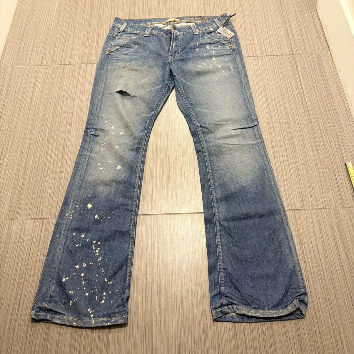 Other Y2K Yanuk “Worker Boyfriend” Paint Splatter Flared Jeans 31 Size US 31 - 3 Thumbnail